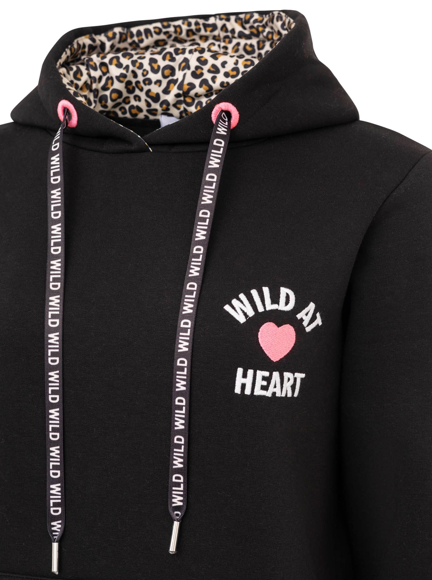 Zwillingsherz Hoodie »"Wild at heart"«, Leo Kapuze und Stickerei, bedruckter Kordelzug, gestrickte Bündchen