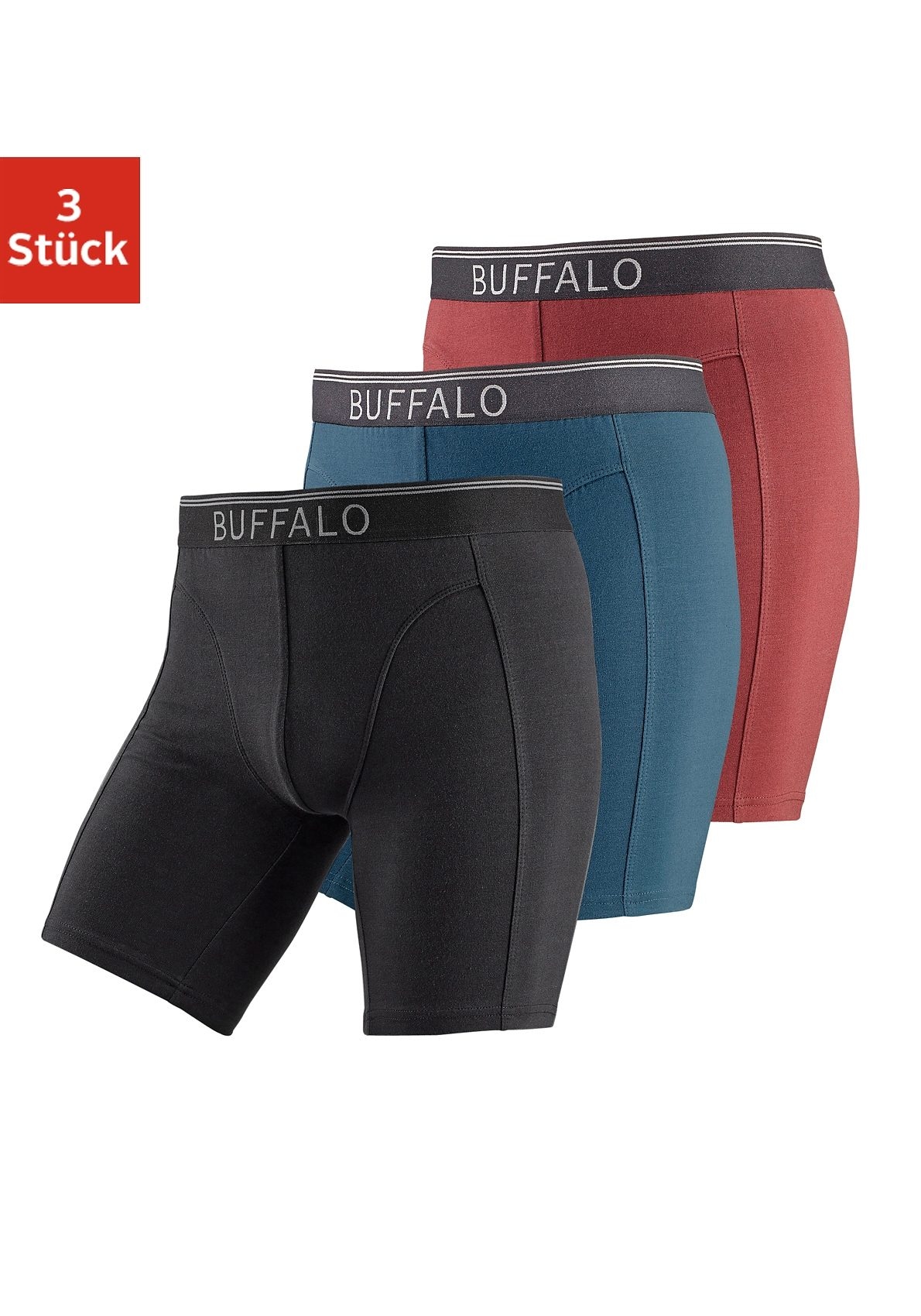 Buffalo Boxer, (Packung, 3 langer ideal und Sport für bei St.), Form Trekking in auch