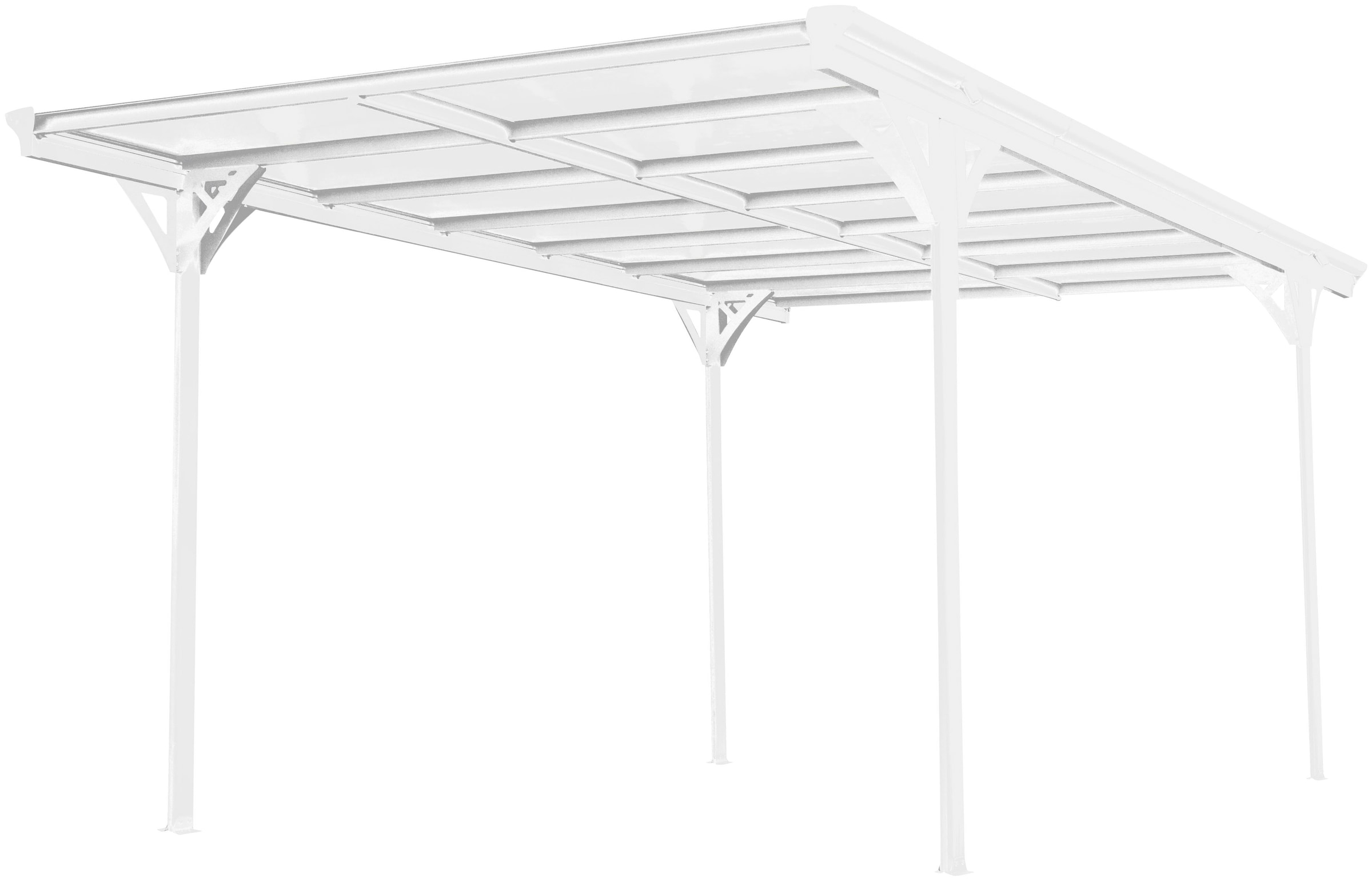 Carport aluminium à toit plat 503x305x232 cm – Panneaux double paroi 6 mm – Gouttière incluse – Pour véhicules légers et utilitaires – Westmann