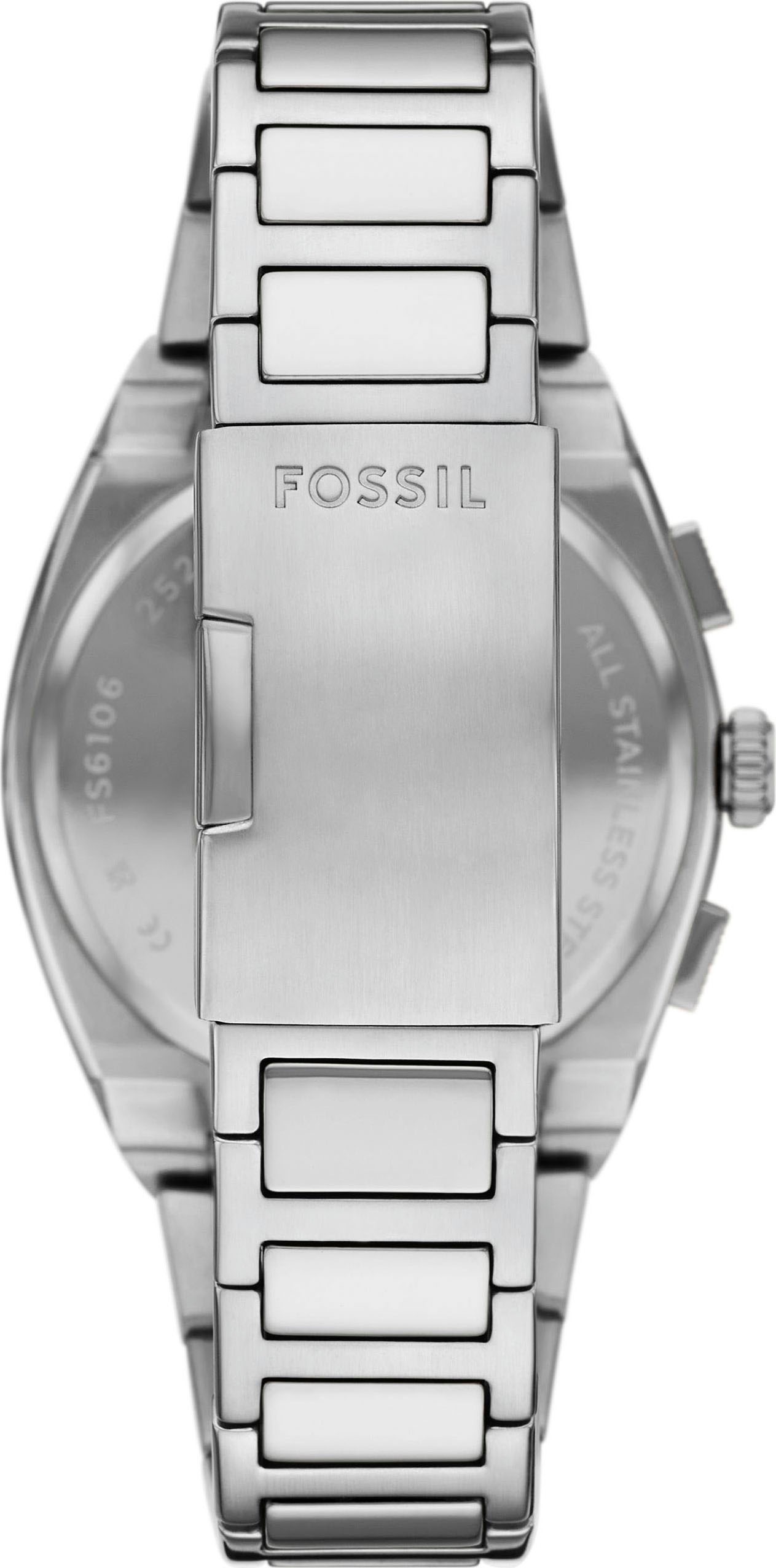 Fossil Chronograph »EVERETT«, Quarzuhr, Armbanduhr, Herrenuhr, Edelstahlarmband, analog