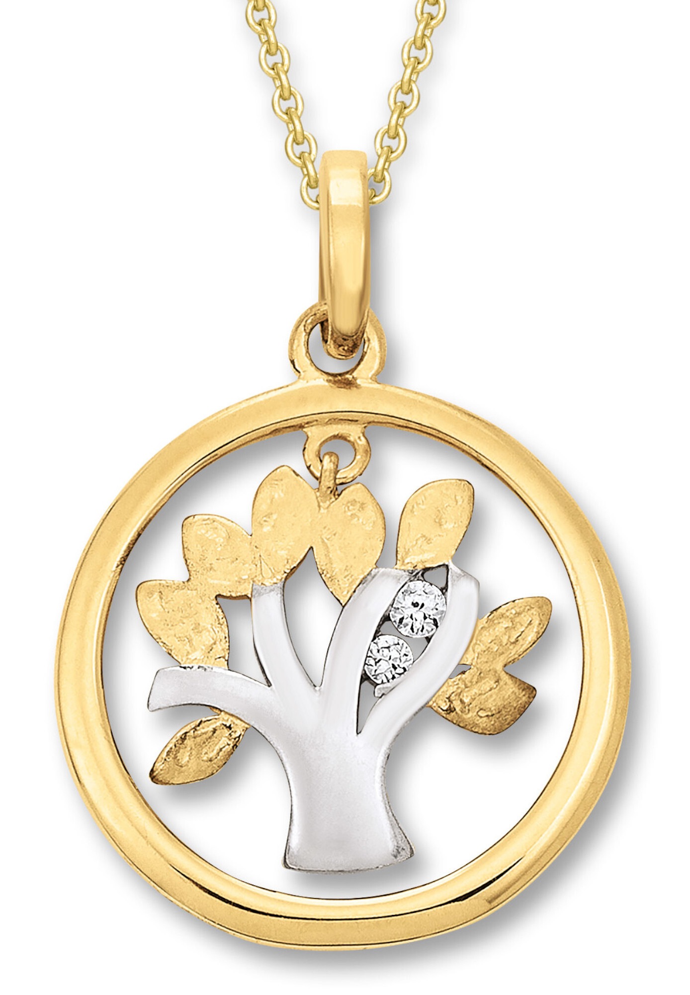 ONE ELEMENT Kettenanhänger »Zirkonia Lebensbaum Anhänger aus 333 Gelbgold«  Astro