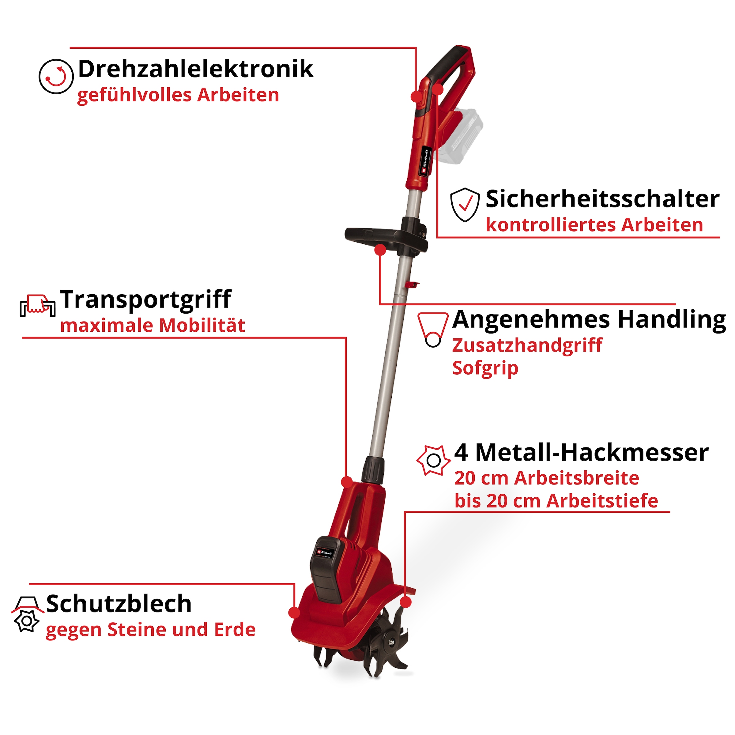 Einhell Akku-Motorhacke »GE-CR 18/20 Li E - Solo«, (1 St.)