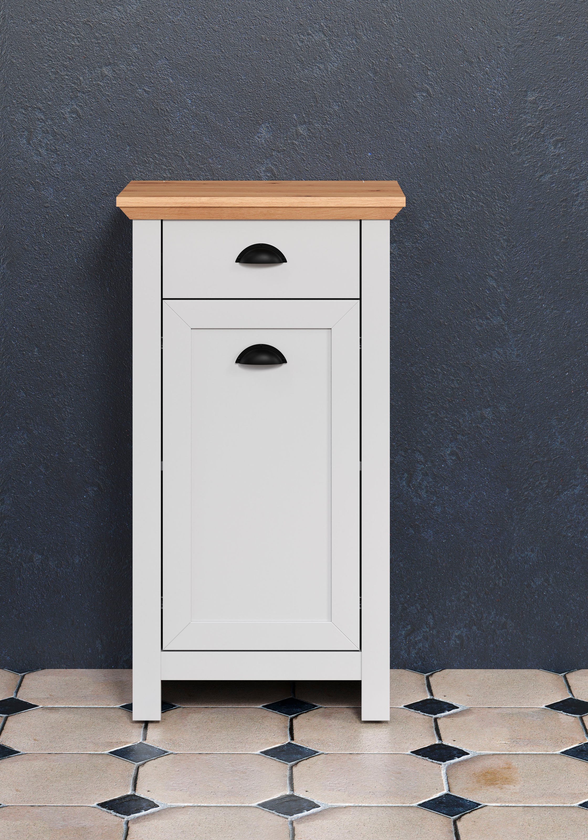 Home affaire Badkommode, Unterschrank mit Muschelgriffen im Landhausstil - (B/T/H) 46/33/84 cm