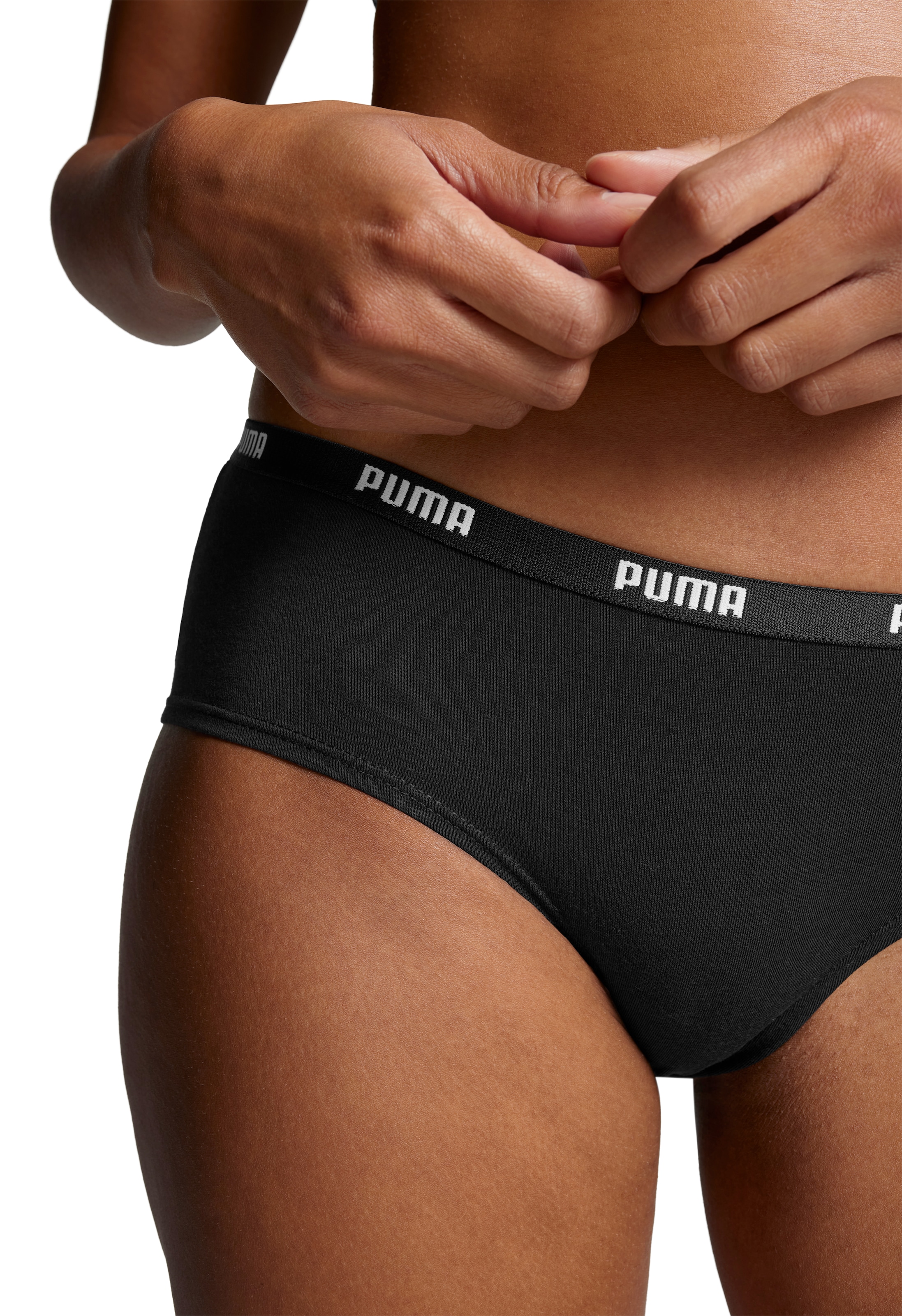 PUMA Hipster »PUMA WOMEN HIPSTER 2P«, (2er Pack), Mit elastischem Logobund
