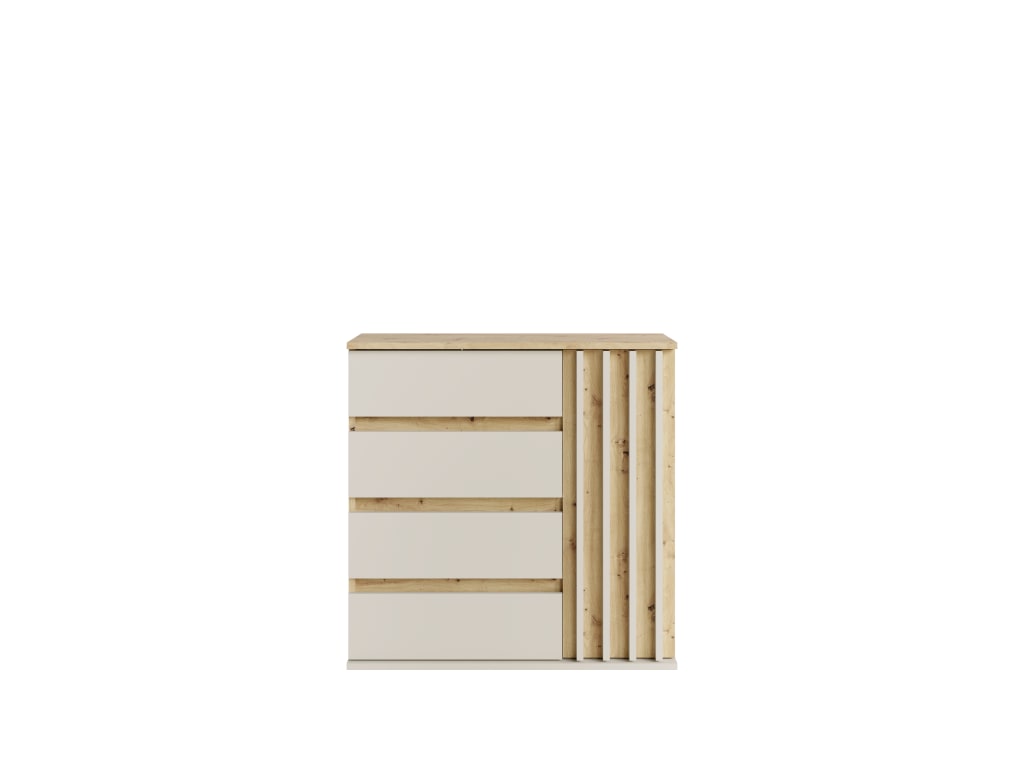 Home affaire Kommode »LANDUVA Sideboard mit viel Stauraum, Breite 80 cm« Schrank mit Schubladen und 1 Tür, Lamellen Design