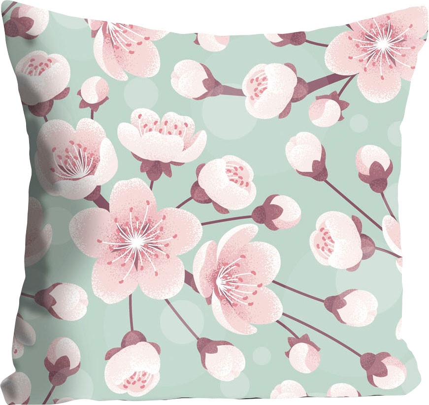 queence Dekokissen »AIsha«, Kissenhülle,Graue Blümchen,Florales Design,Zart,Minimalistisch
