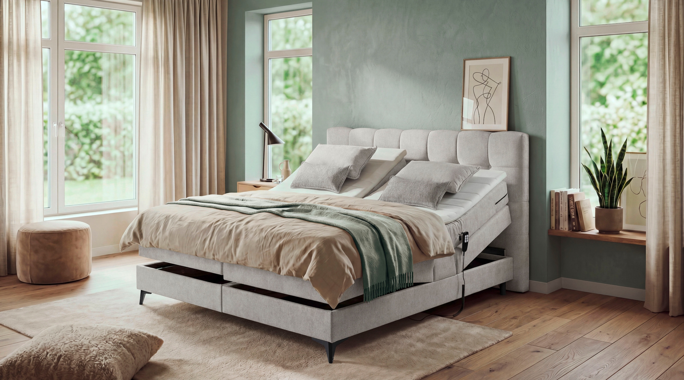 ED EXCITING DESIGN Boxspringbett »Atlas 180x200cm, elektrisch verstellbar« inkl. Topper, 7 Zonen Matratze, elektrisch verstellbar