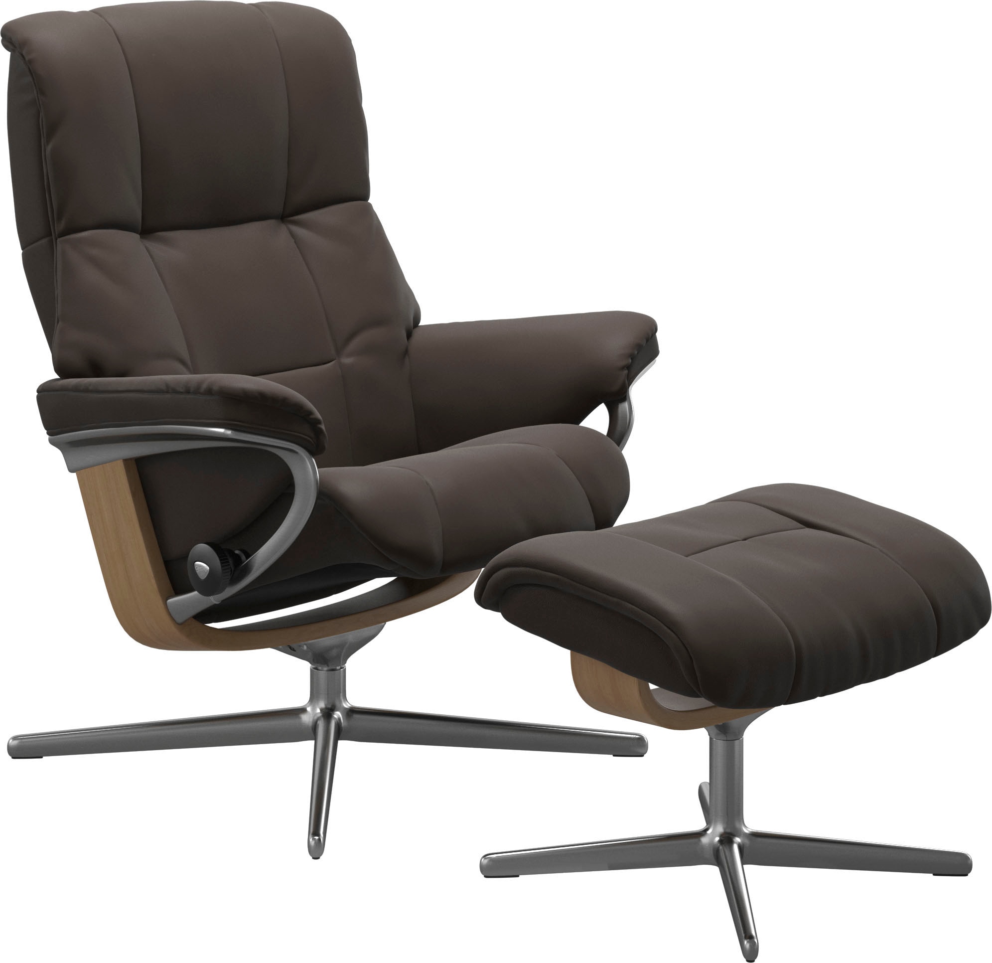 Stressless® Relaxsessel »Mayfair«, (Set, Relaxsessel mit Hocker), mit Hocker, mit Cross Base, Größe S, M & L, Holzakzent Eiche