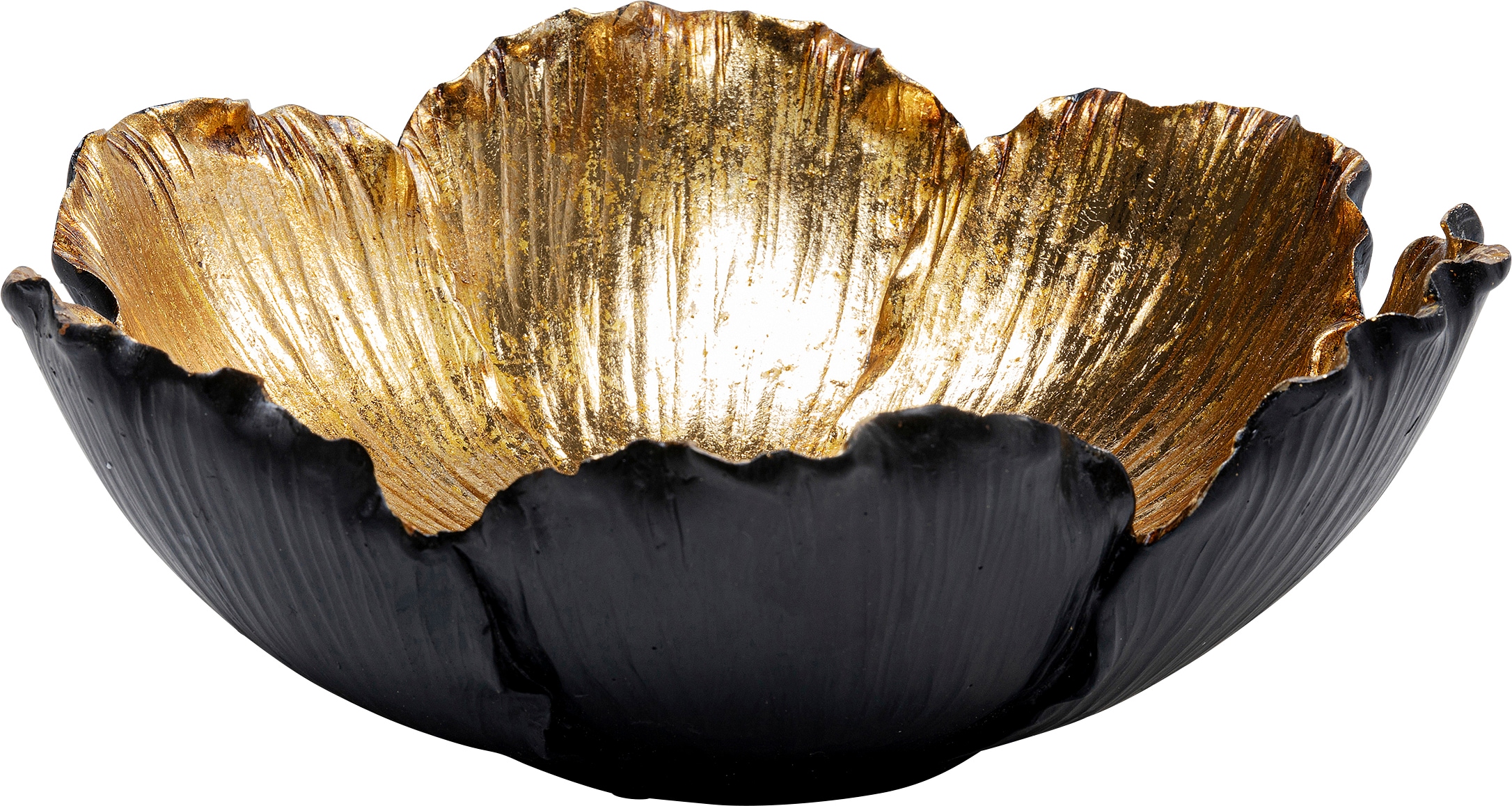 Kare Design Schale »Flower Bloom Schwarz Gold« aus Polyresin (Kunststein) aus foliertem Polyresin