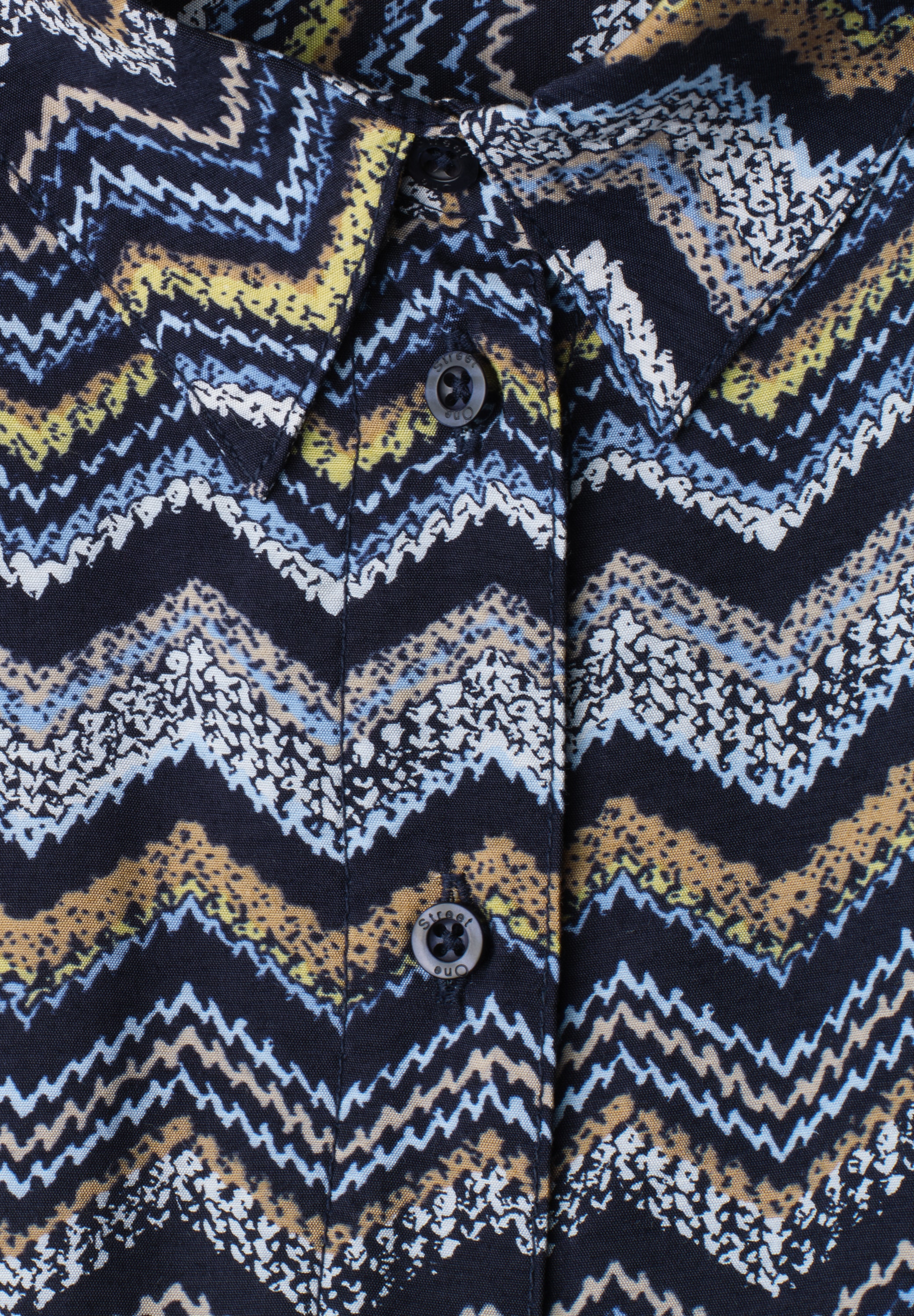 STREET ONE Midikleid Eingrifftaschen Sommerkleid mit Zick-Zack-Muster