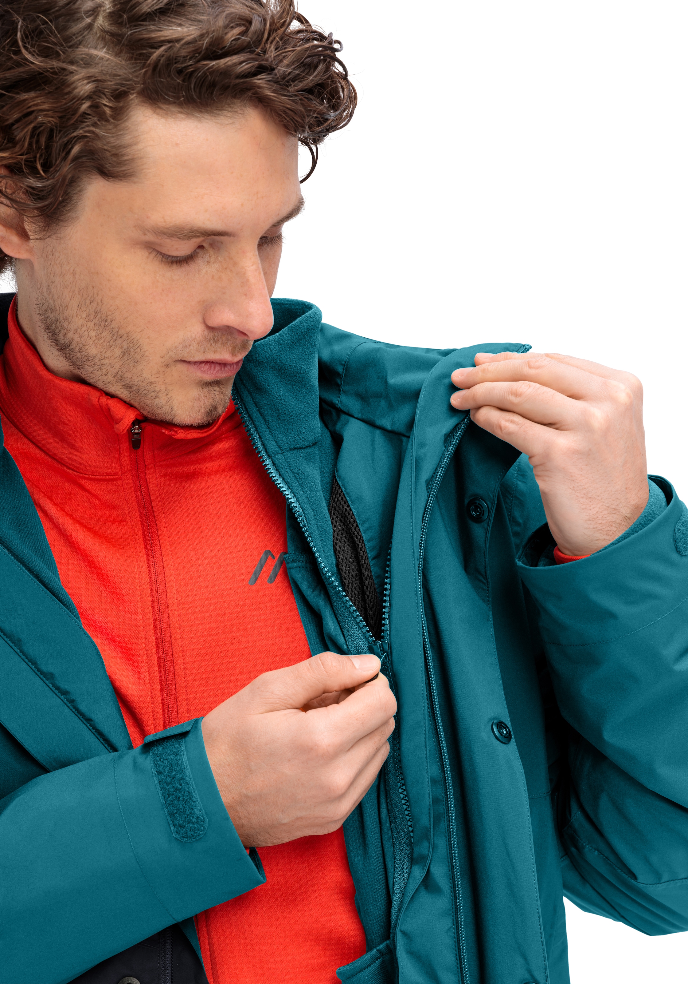 Maier Sports Regenjacke »Metor 3in1 M« warme Herren Jacke mit Kapuze, Winterjacke wasserdicht atmungsaktiv