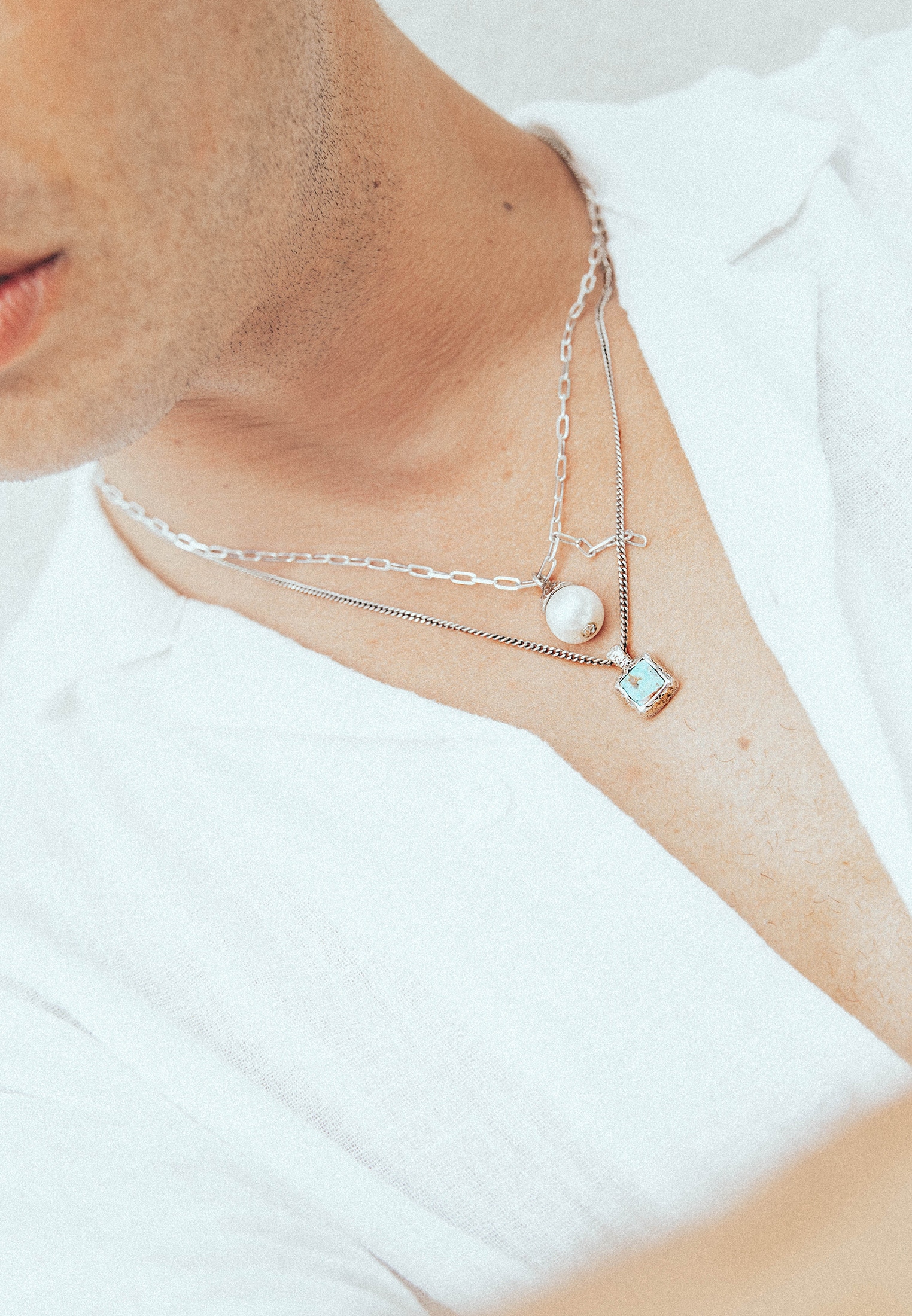 HAZE & GLORY Kette mit Anhänger »Halskette Kupfer-Türkis Edelstein Anhänger 925 Silber«