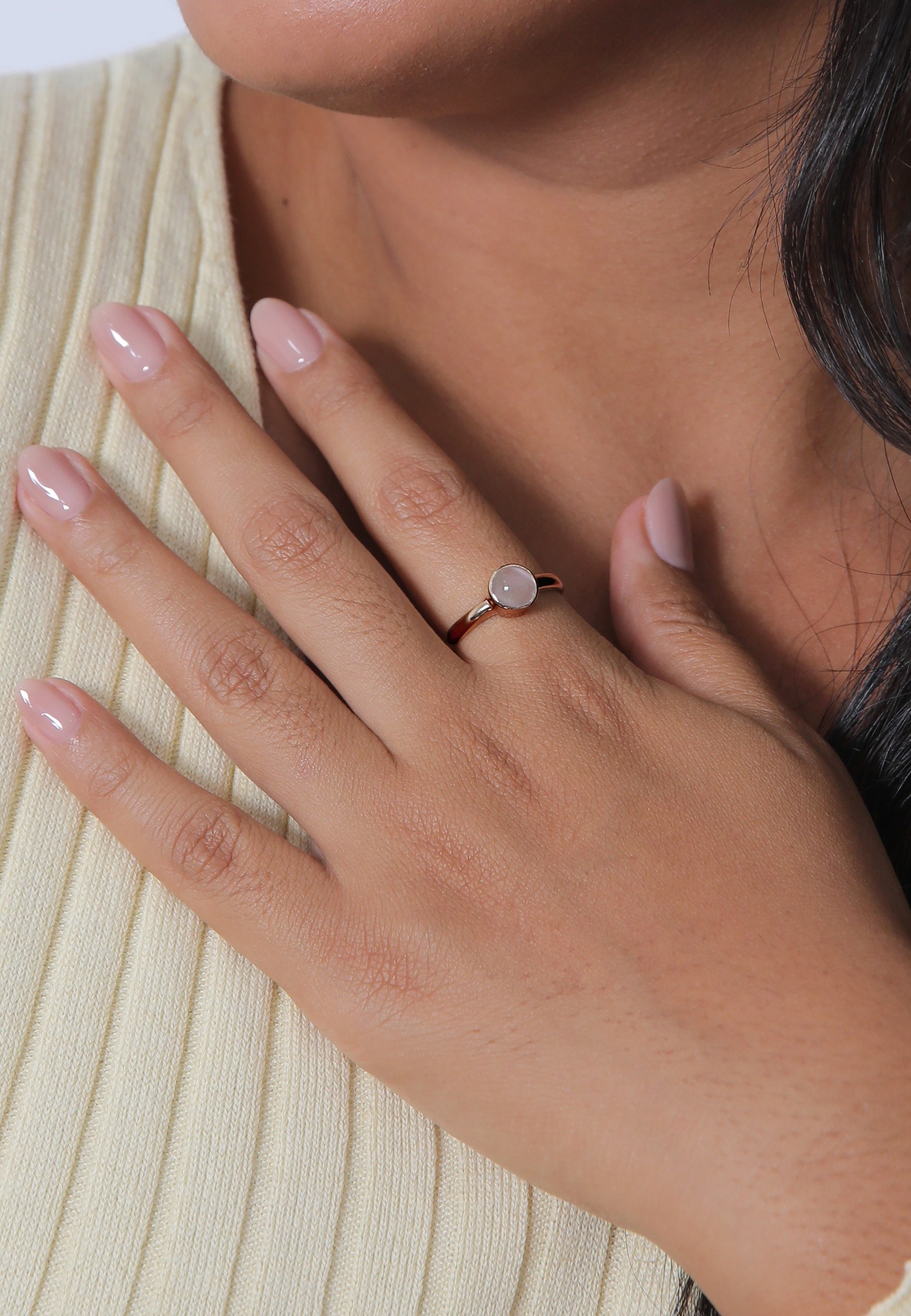 Elli Silberring »Ring Solitär Edelstein Mondstein Pastell 925 Silber«