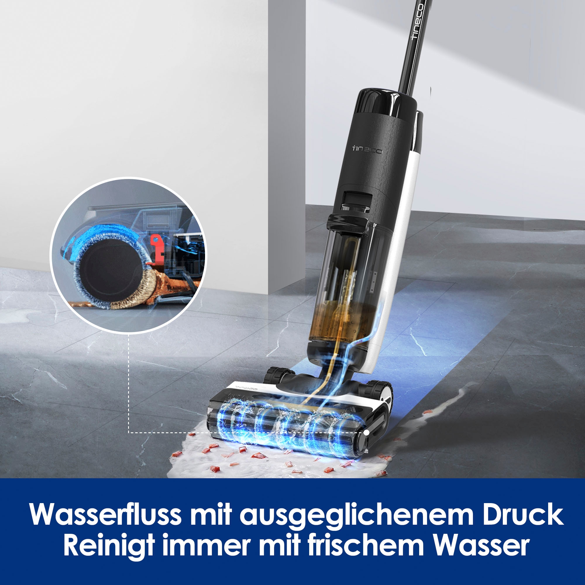 Tineco Nass-Trocken-Akkusauger »Floor One S7 Premium, zwei Richtungen Selbstantrieb, 40 min Laufzeit«, Beidseitige Kantenreinigung, automatische Verschmutzungserkennung