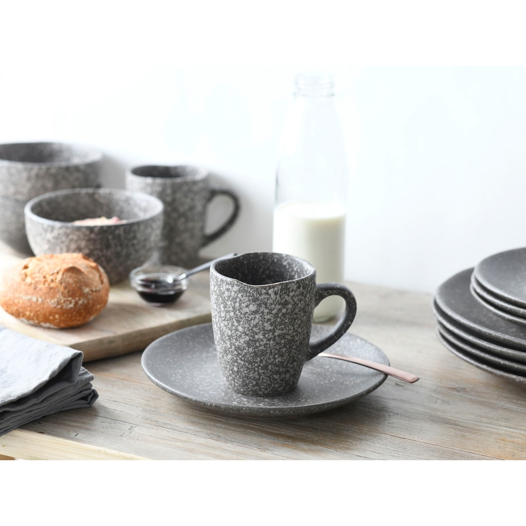 CreaTable Kombiservice »Geschirr-Set Granit«, (Set, 16 tlg., Kaffeeservice und Tafelservice im Set, für 4 Personen)