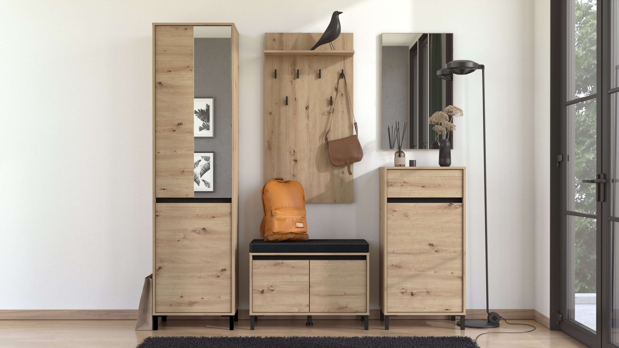 Home affaire Schuhbank »Arran, Schuhschrank, Schuhregal, Schuhtruhe, Schuhkommode, Sitzbank« mit abnehmbarem Sitzkissen, zwei Türen (dahinter zwei Fächer)