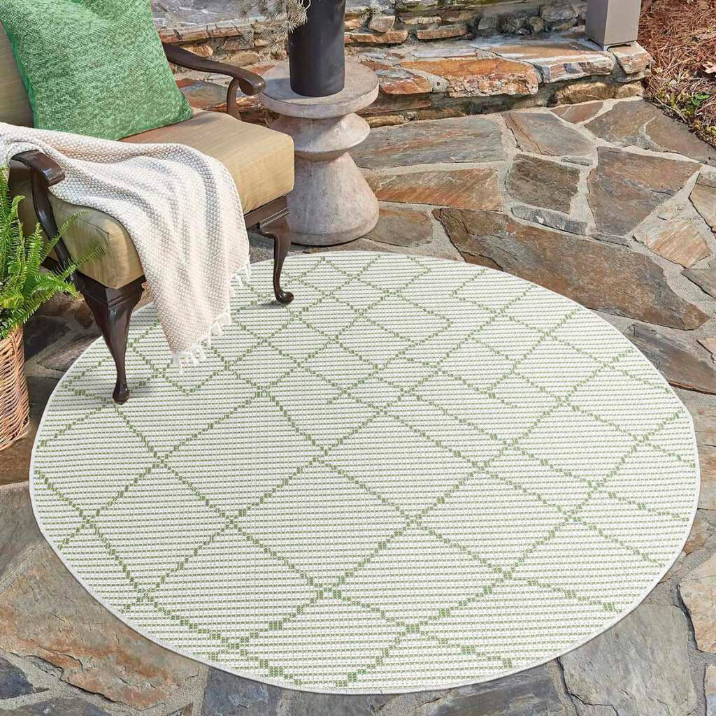 Carpet City Outdoorteppich »PALM3526« rund 5 mm Höhe Wetterfest & UV-beständig, für Balkon, Terrasse, Küche, flach gewebt