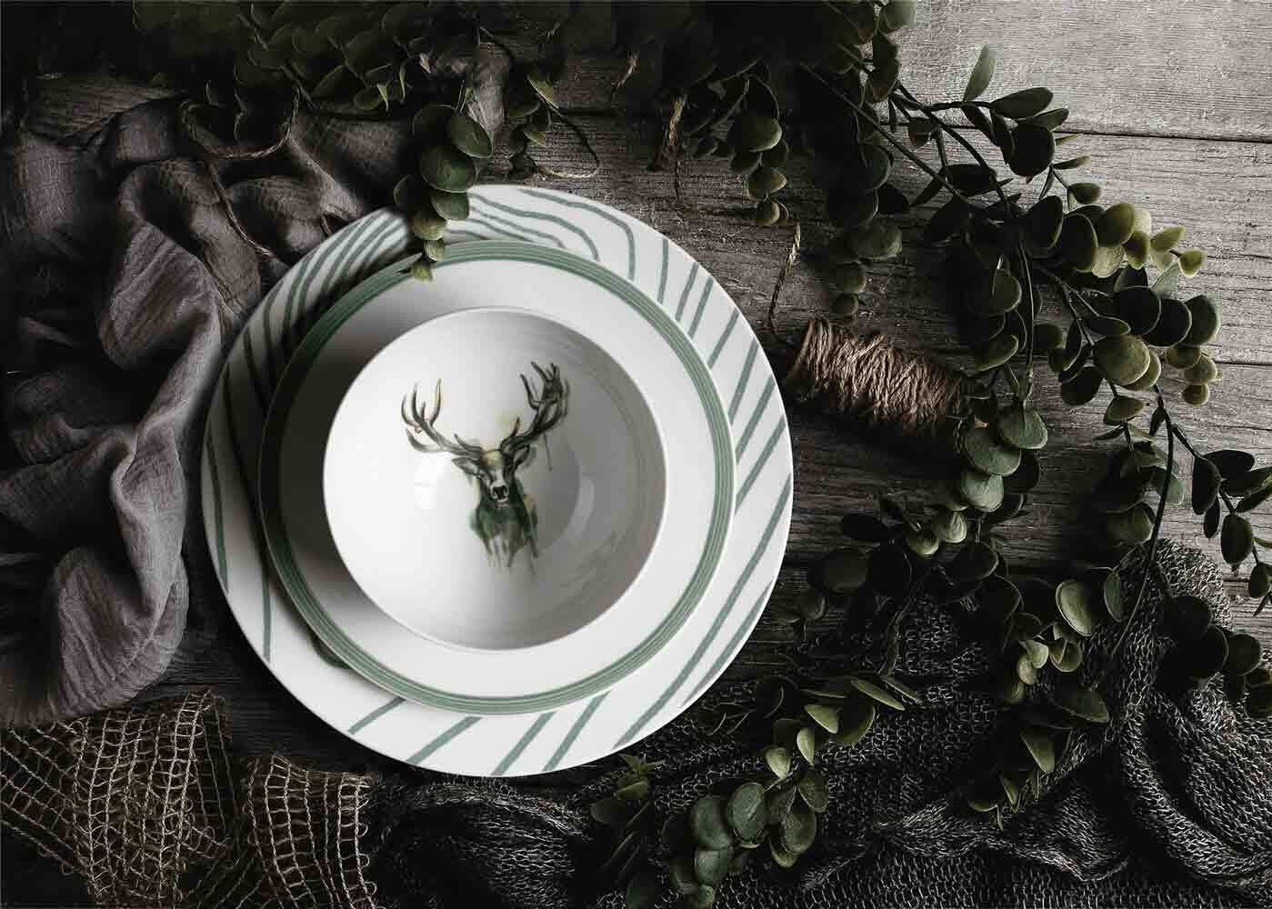 Seltmann Weiden Frühstücksteller »Frühstücksteller Life Nature Baumstruktur ø 22,5 cm 6er Set weiß-grün« Spülmaschinengeeignet, Mikrowellenfest, Ofenfest