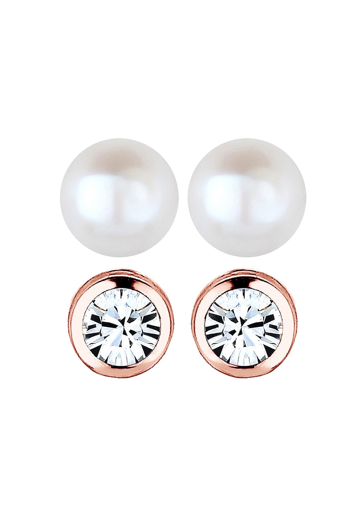 Elli Ohrstecker-Set »Ohrringe Set Basic Perle Kristalle 925 Silber«