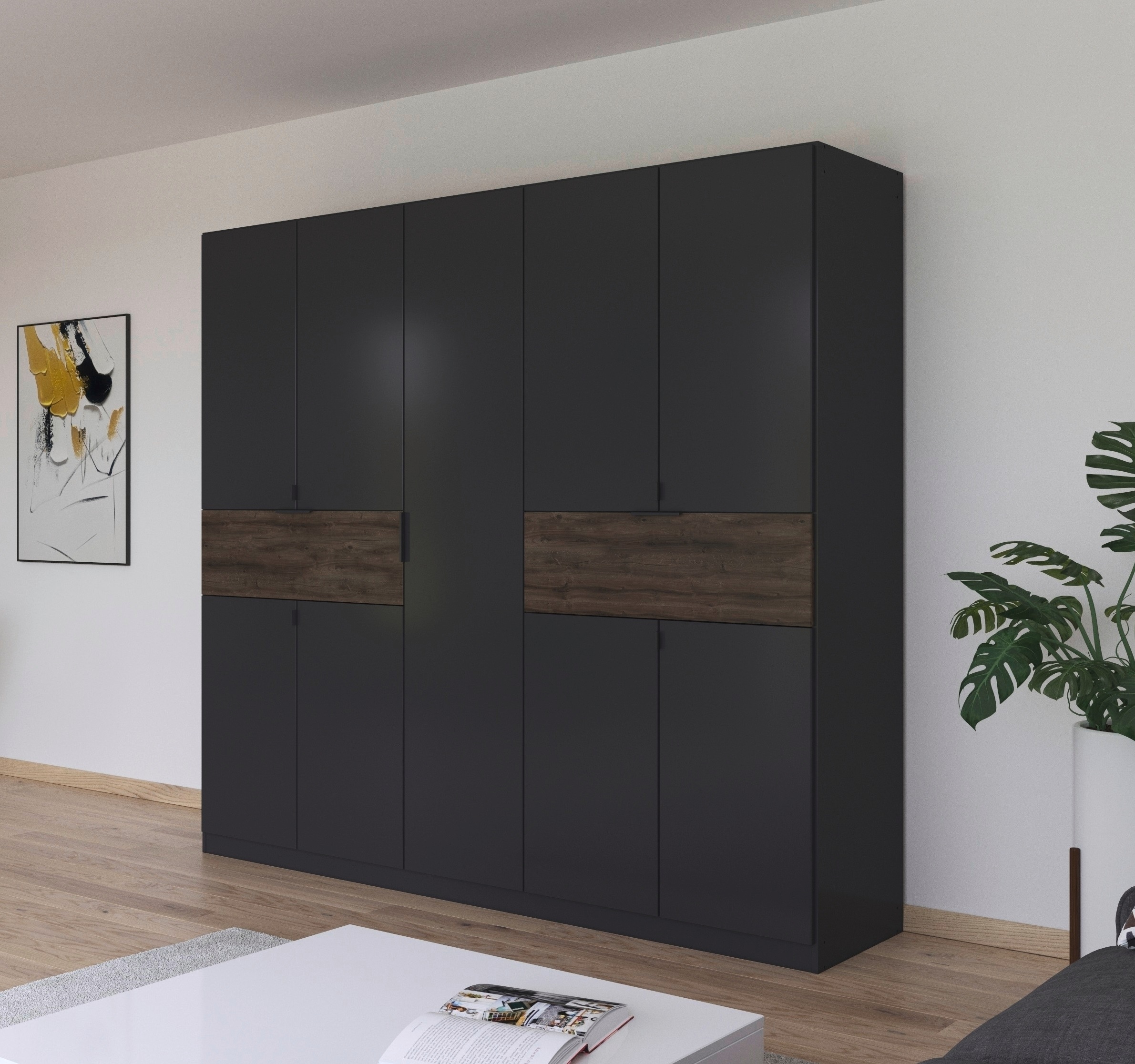 rauch Drehtürenschrank »Kleiderschrank Schrank Garderobe Wäscheschrank TICAO«, (Schubladen in der Höhe variabel positionierbar), mit 2 geräumigen Schubladen, viel Stauraum MADE IN GERMANY