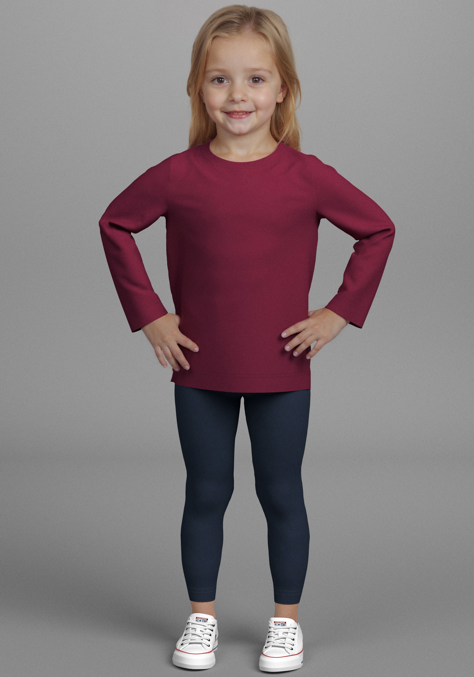 KIDSWORLD Langarmshirt »2er Pack 1x Herzen + 1x Unifarben Shirts« 2 Stk. 2er Pack Shirts mit Herzen