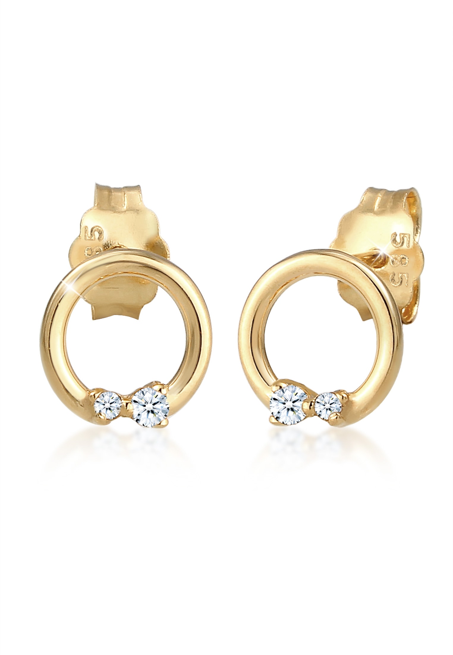 Elli DIAMONDS Paar Ohrstecker »Ohrringe Ohrstecker Kreis Diamant (0.04 ct) 585 Gelbgold«