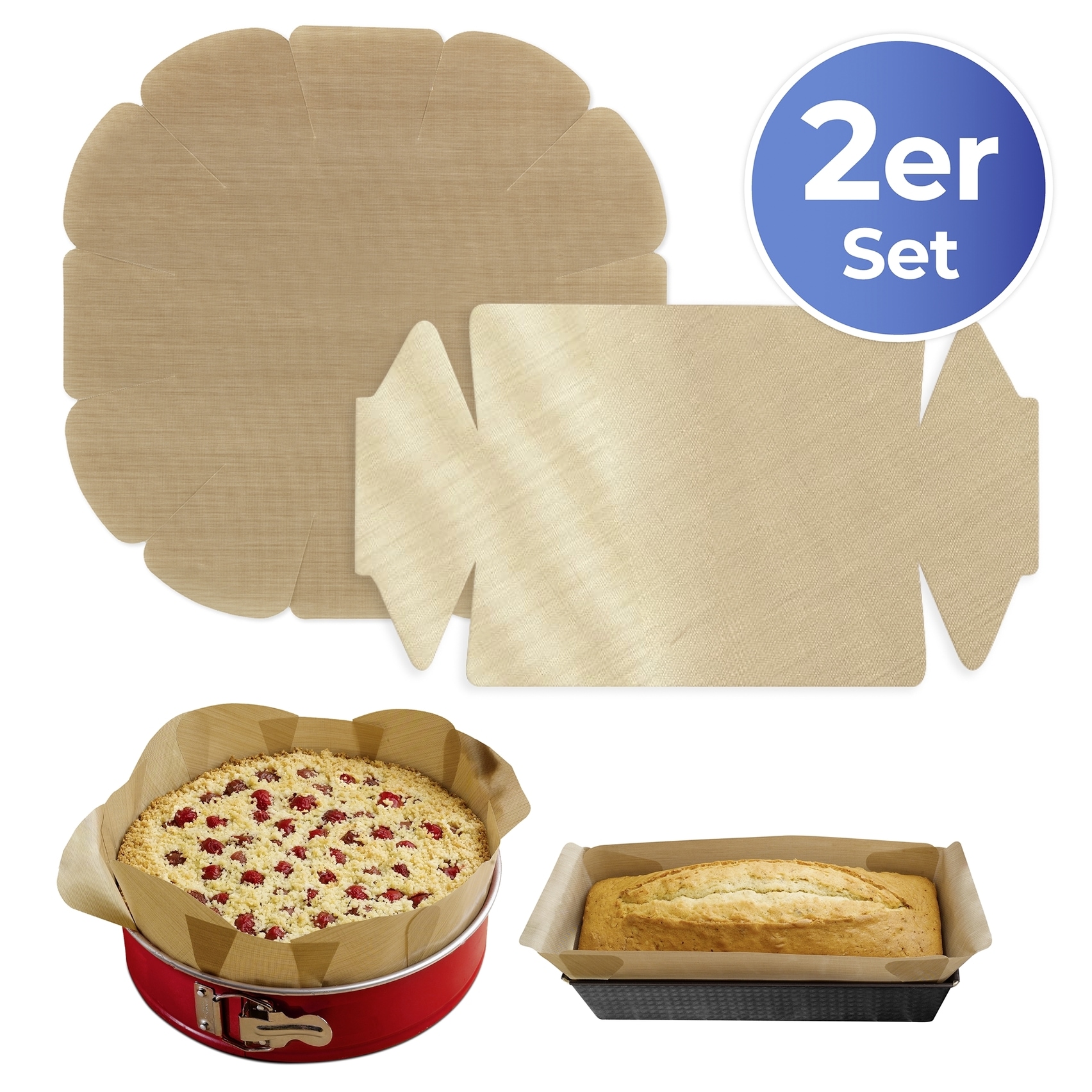 Maximex Backpapier »Antihaft-Backform-Zuschnitt« mit Antihaft-Beschichtung, Set bestehend aus 1x rund, 1x eckig