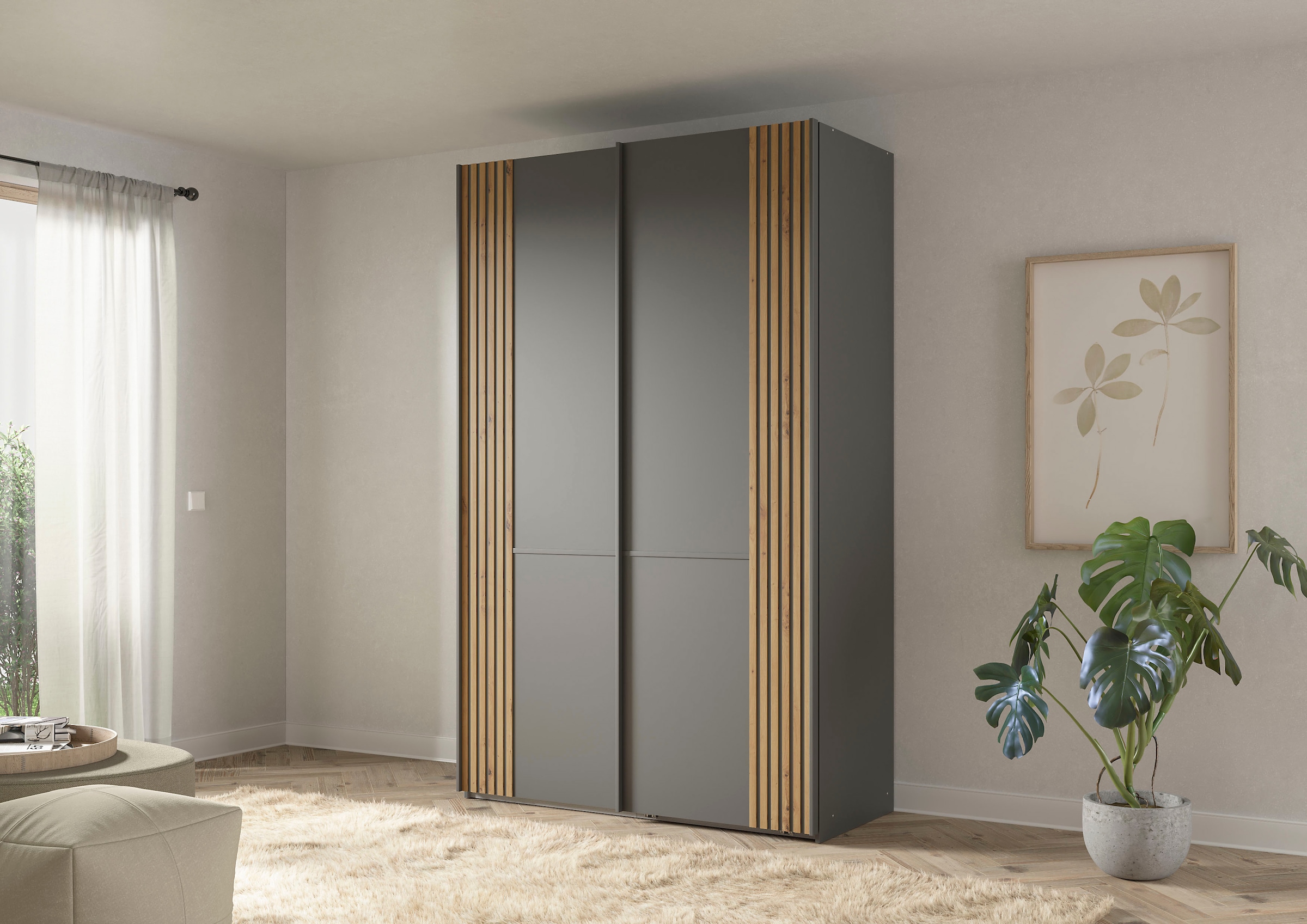 Musterring Schwebetürenschrank »Isabelle« Türen mit Lamellenoptik, verschiedene Größen und Farben, Höhe 236cm