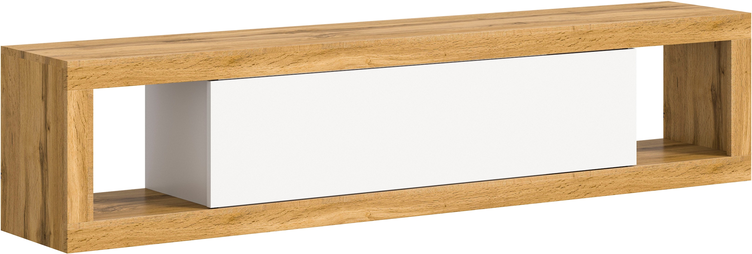INOSIGN Lowboard »Trinity, Breite 180 cm, stehend und hängend, 1 Klappe,«, 2 offene Fächer, grifflose Fronten, TV-Möbel, TV Schrank, Hängeschrank