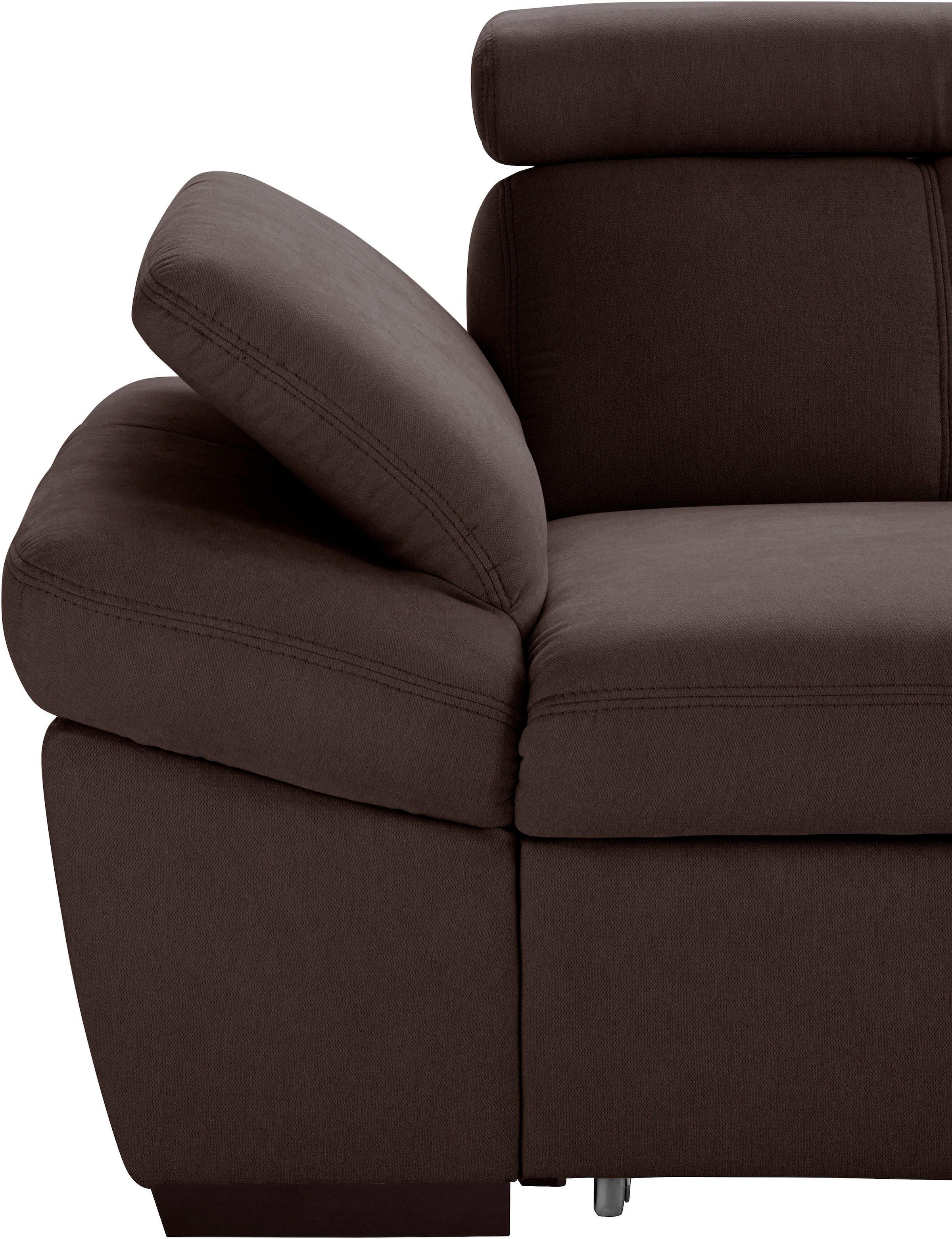 exxpo - sofa fashion Ecksofa »Salerno, inkl. Kopf- und Armteilverstellung, elegant & bequem, L-Form« wahlweise mit Bettfunktion und Bettkasten, tolle Detailverarbeitung