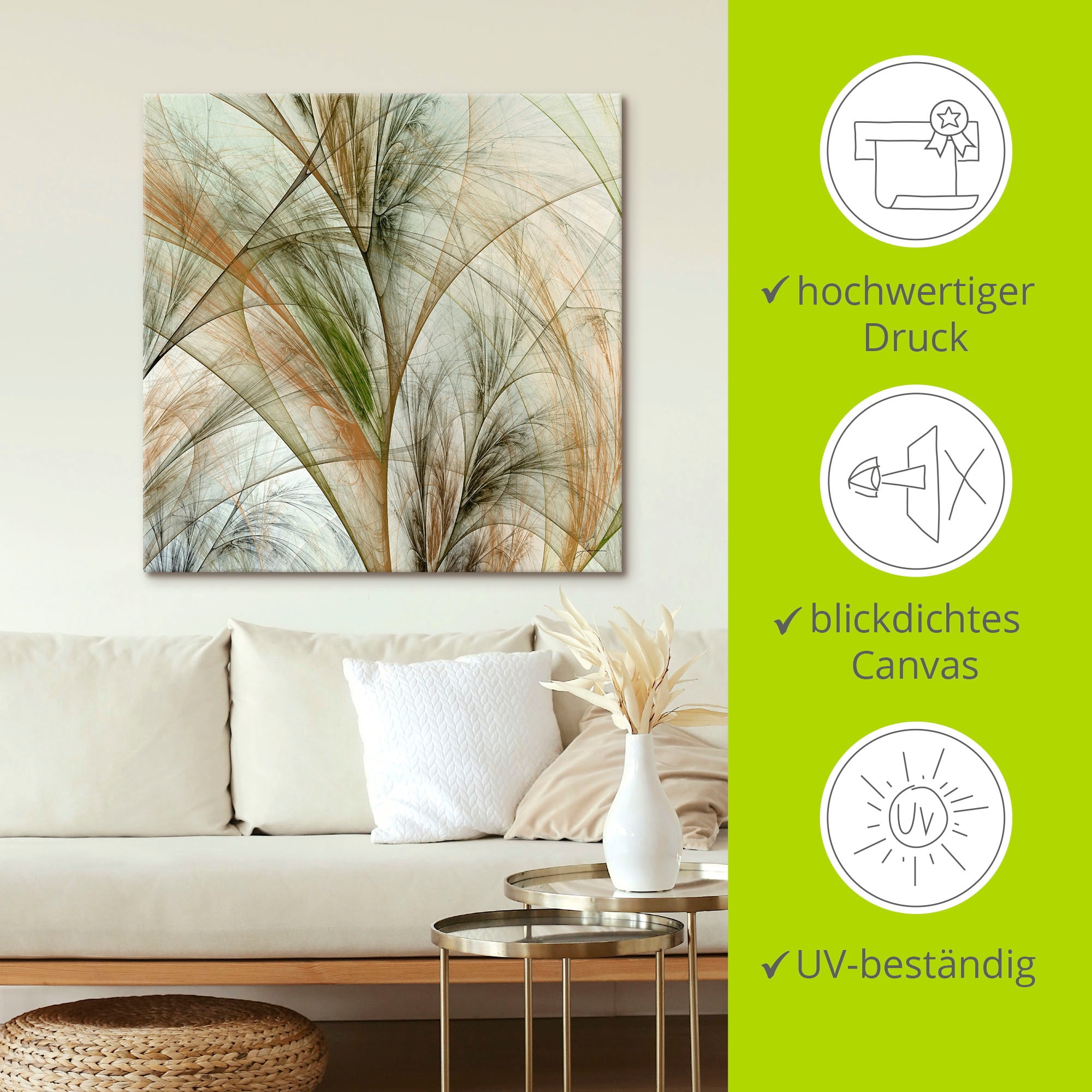 Artland Leinwandbild »Fraktales Gras IV« Gräser 1 Stk. tlg. auf Holzrahmen gespannt