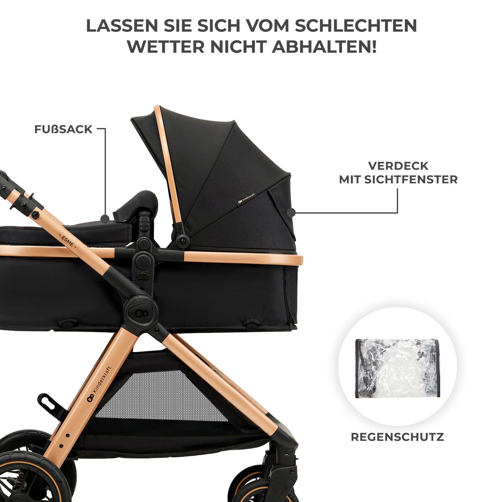 Kinderkraft Kombi-Kinderwagen »ESME 3IN1«, 22 kg, inkl. Babyschale
