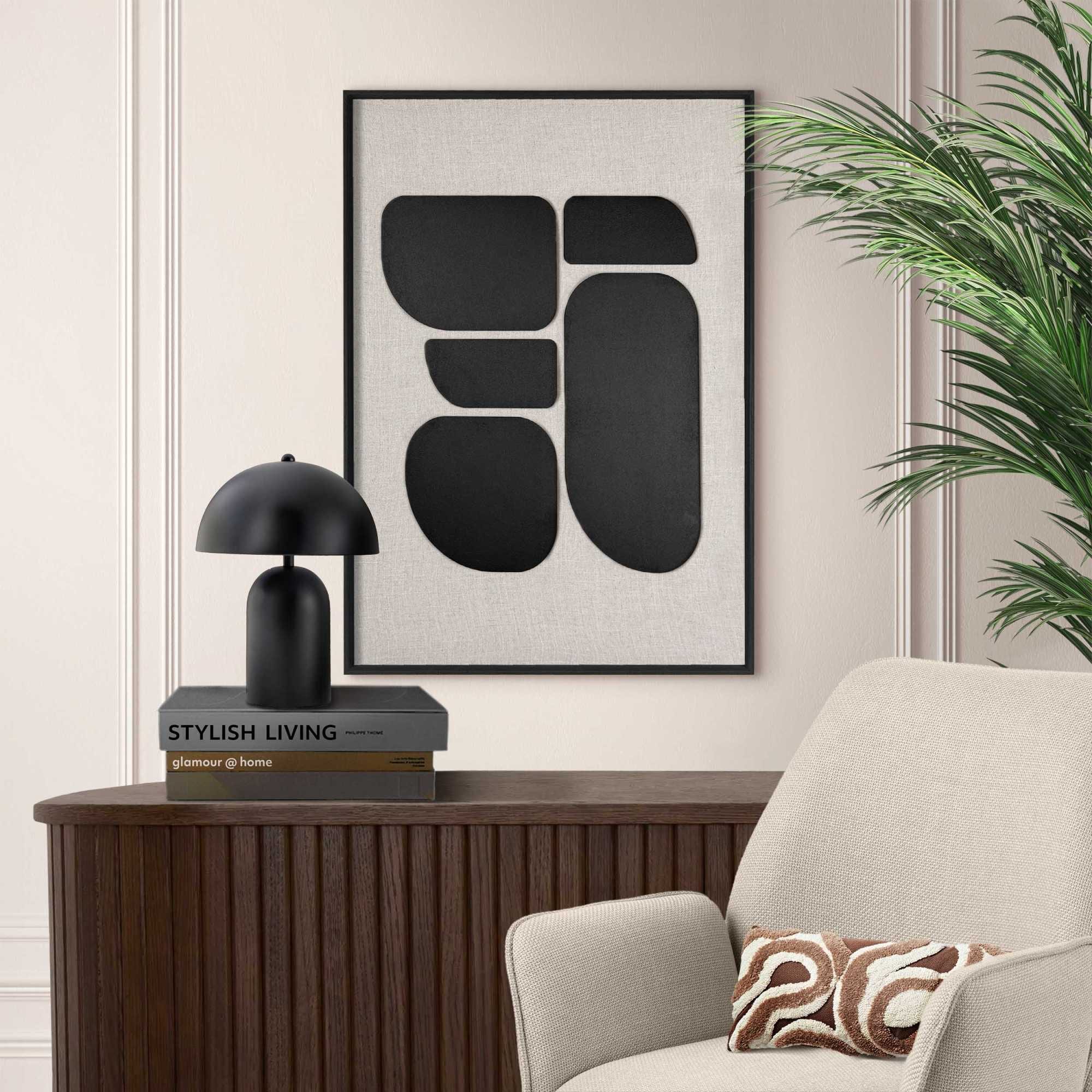 Reinders! Wandbild »Organic Blocks schwarz« Wohnzimmer - Schwarz-Weiß - MDF - Abstrakt - 50x70 cm