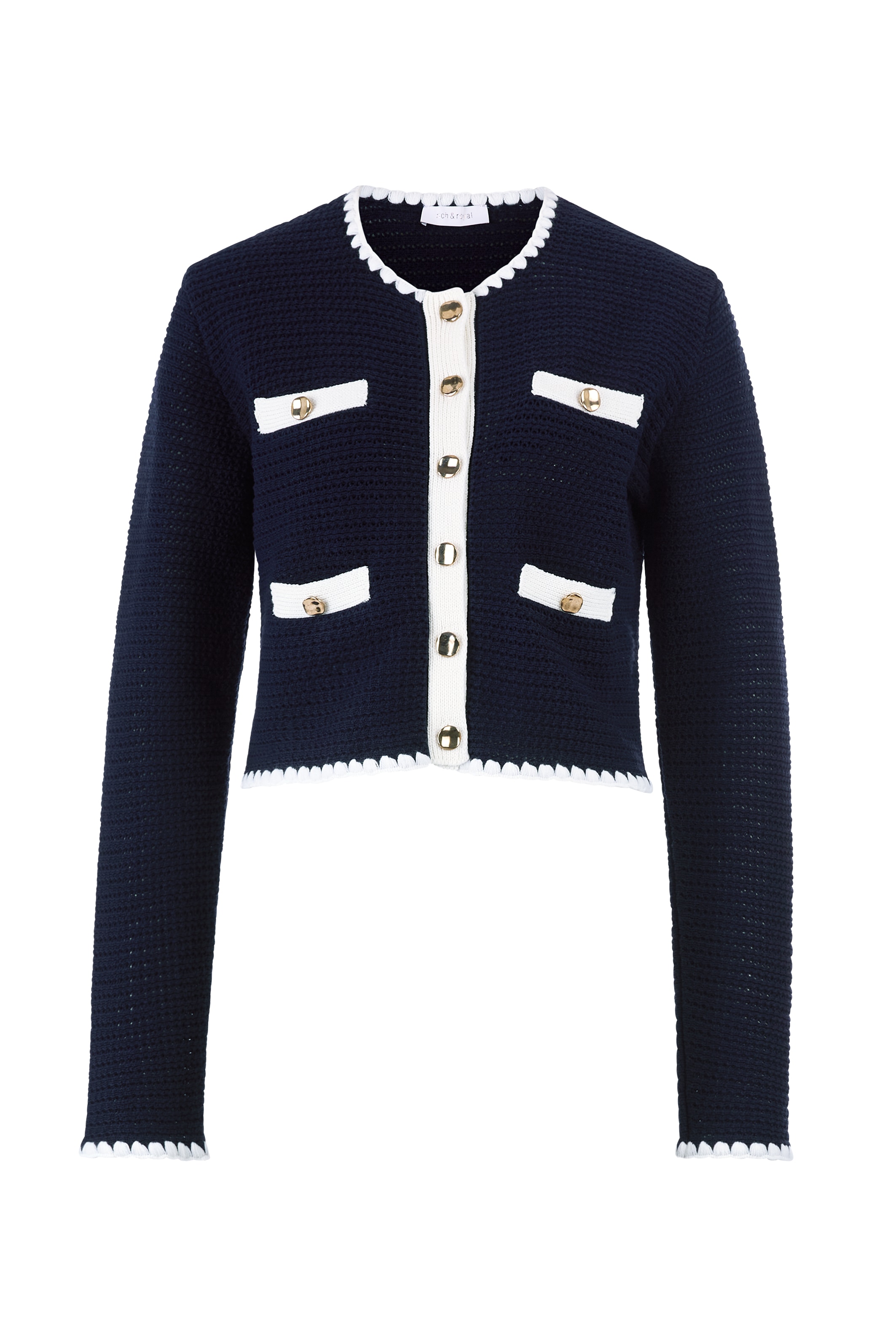 RICHROYAL Wolljacke, ohne Kapuze, Mit Verzierung an Ausschnitt, Saum und Ärmeln