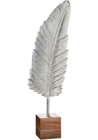 GILDE Dekoobjekt »Skulptur Feder auf Base, silber«, (1 St.), Höhe 65,5 cm aus Metall,... kaufen