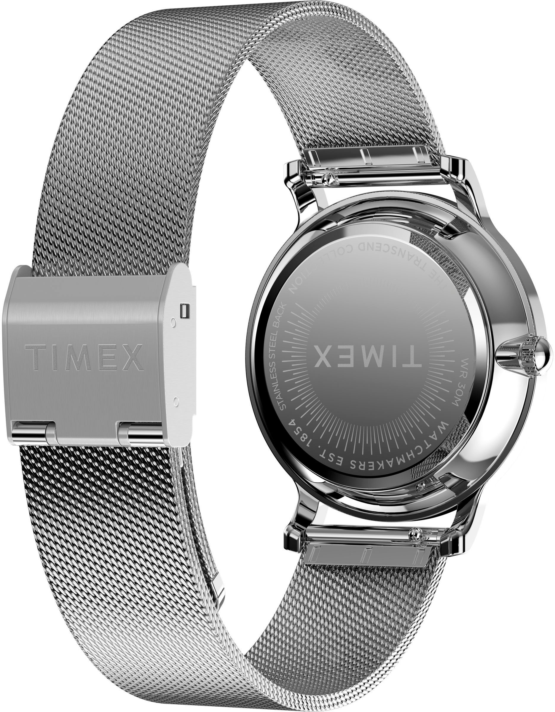 Timex Quarzuhr »TRANSCEND« Armbanduhr, Damenuhr,Edelstahlarmband,analog