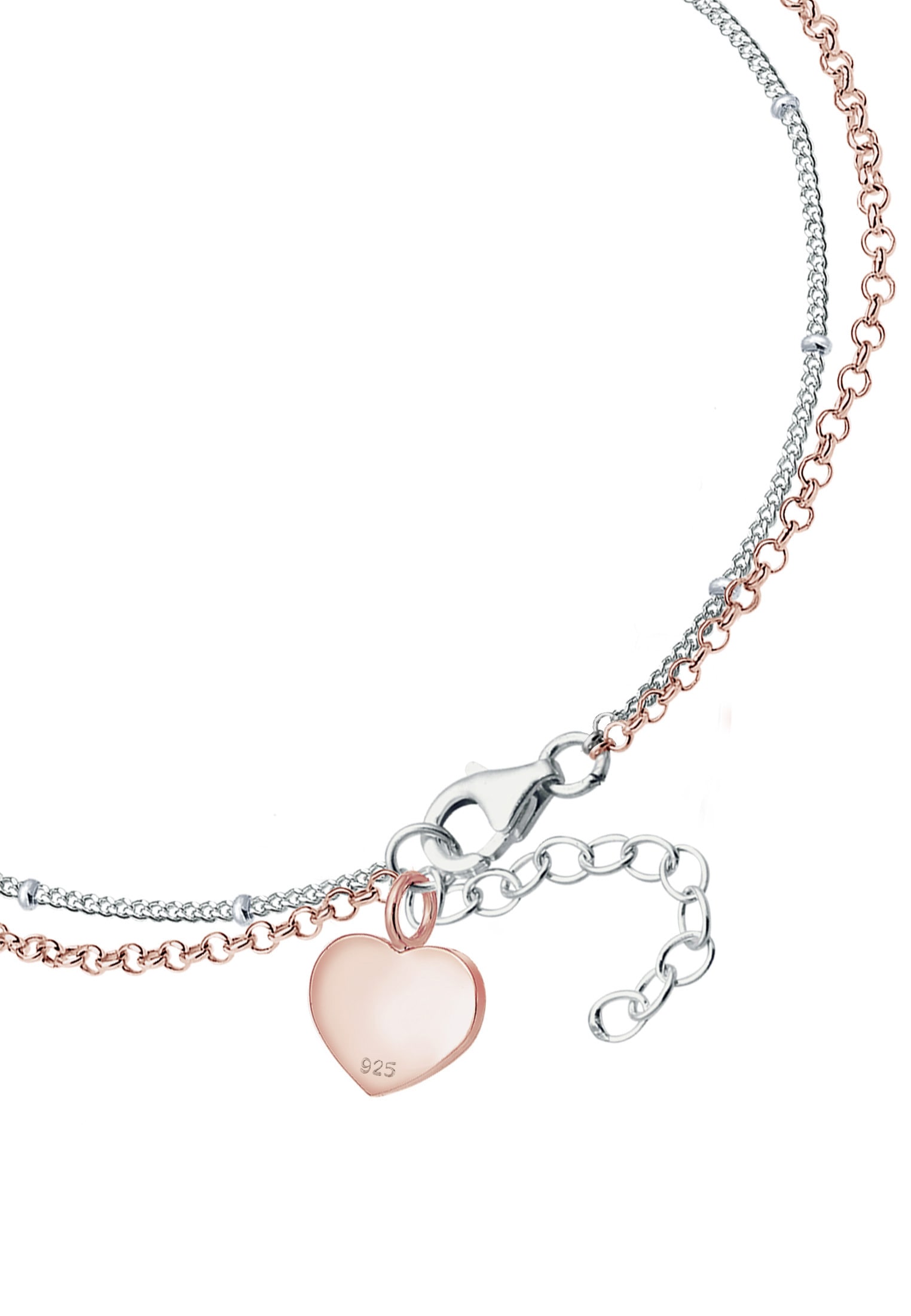 Elli Armkette »Armband Layer Herz Bicolor 925 Sterling Silber«