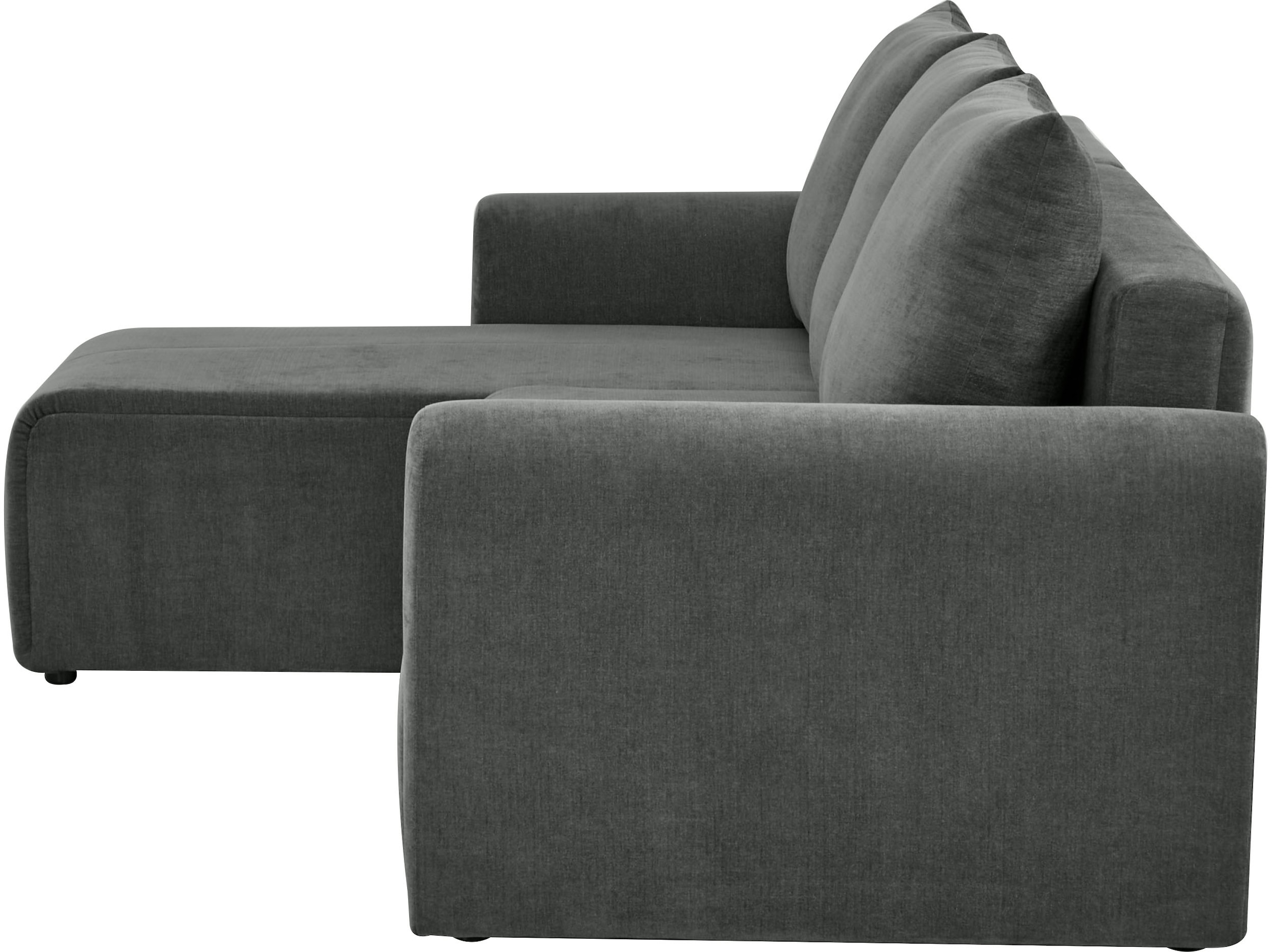 Home affaire Ecksofa »Nortrud, 241 cm, L-Form, mit Schlaffunktion u. Bettkasten« Recamiere rechts / links montierbar, in Cord und Webstoff