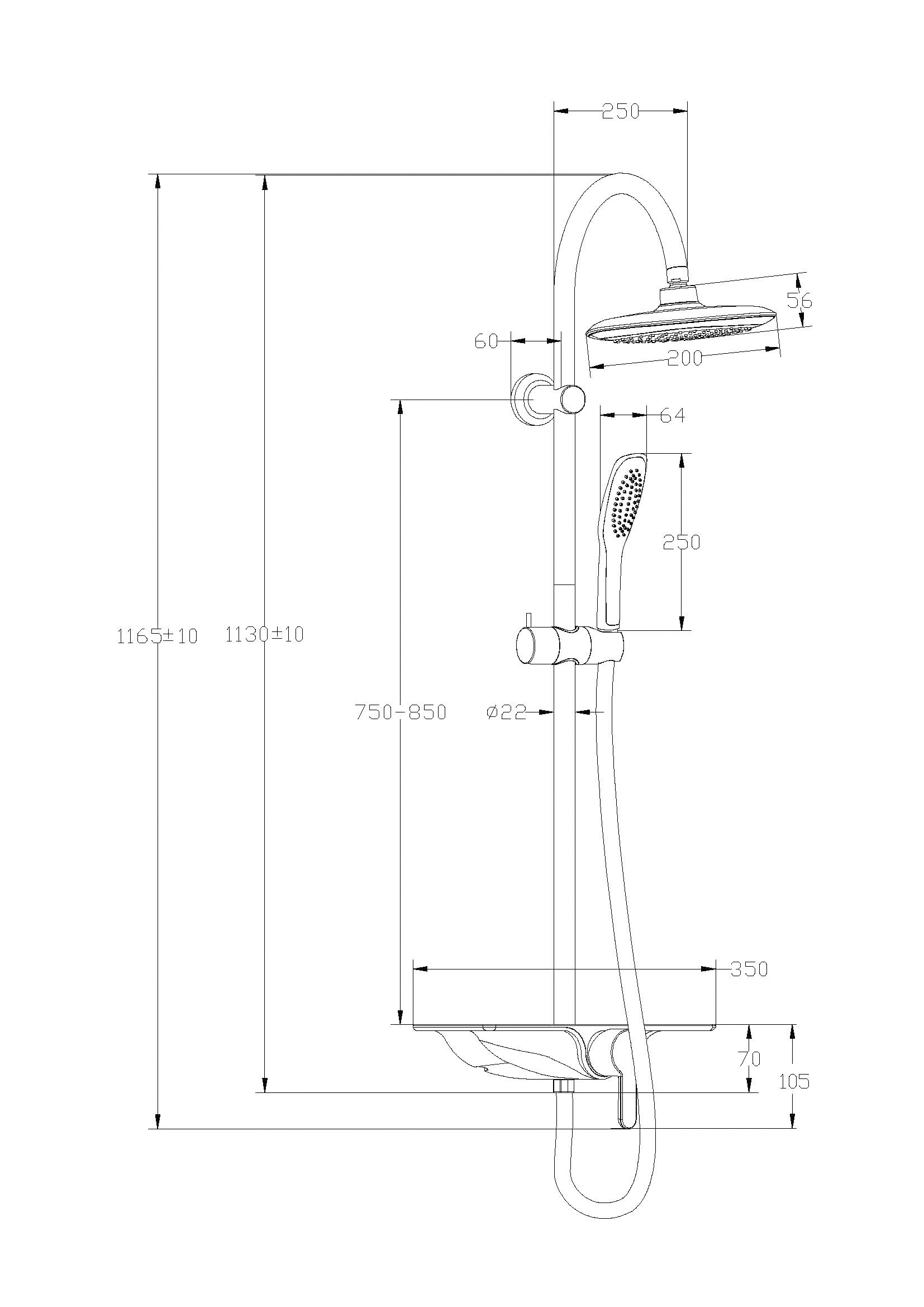 Schütte Brausegarnitur »Waterway«, Duschsystem mit Armatur und Regendusche, Chrom/Weiß