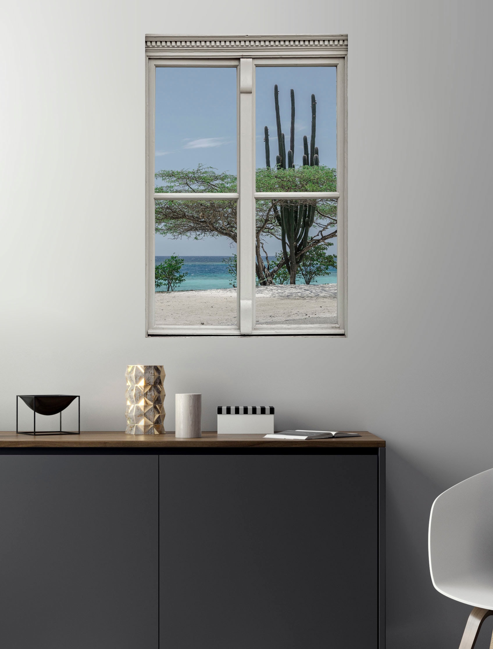 queence Wandsticker »Kaktus«, Wandsticker, Wandbild, selbstklebend, 3D, Fenster