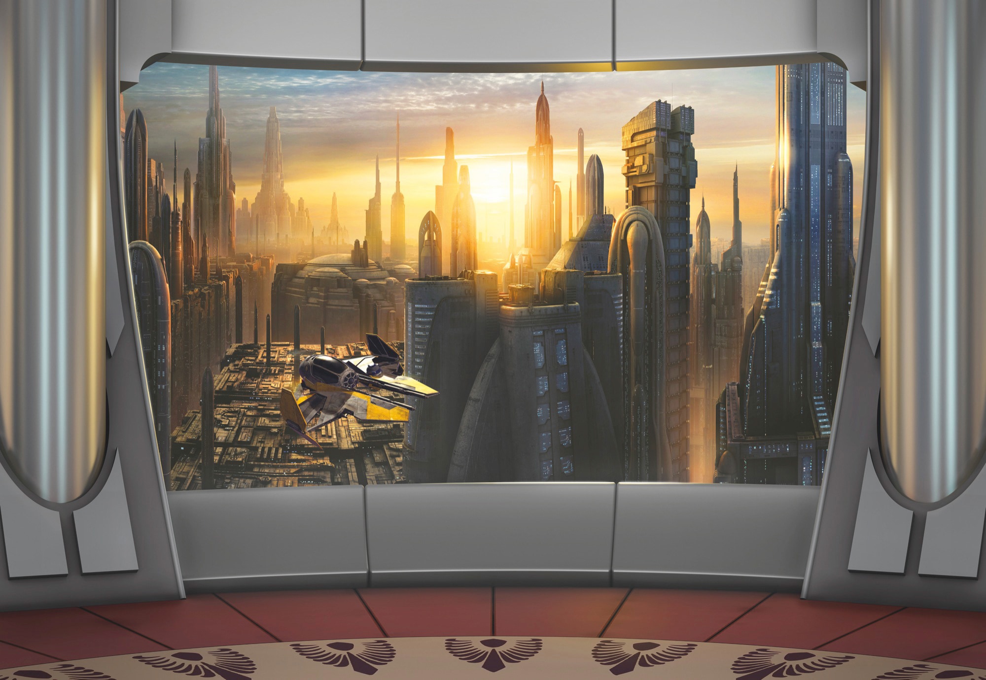 Komar Fototapete "STAR WARS Coruscant View - Größe 368 x 254 cm" bedruckt glatt Kinderzimmer