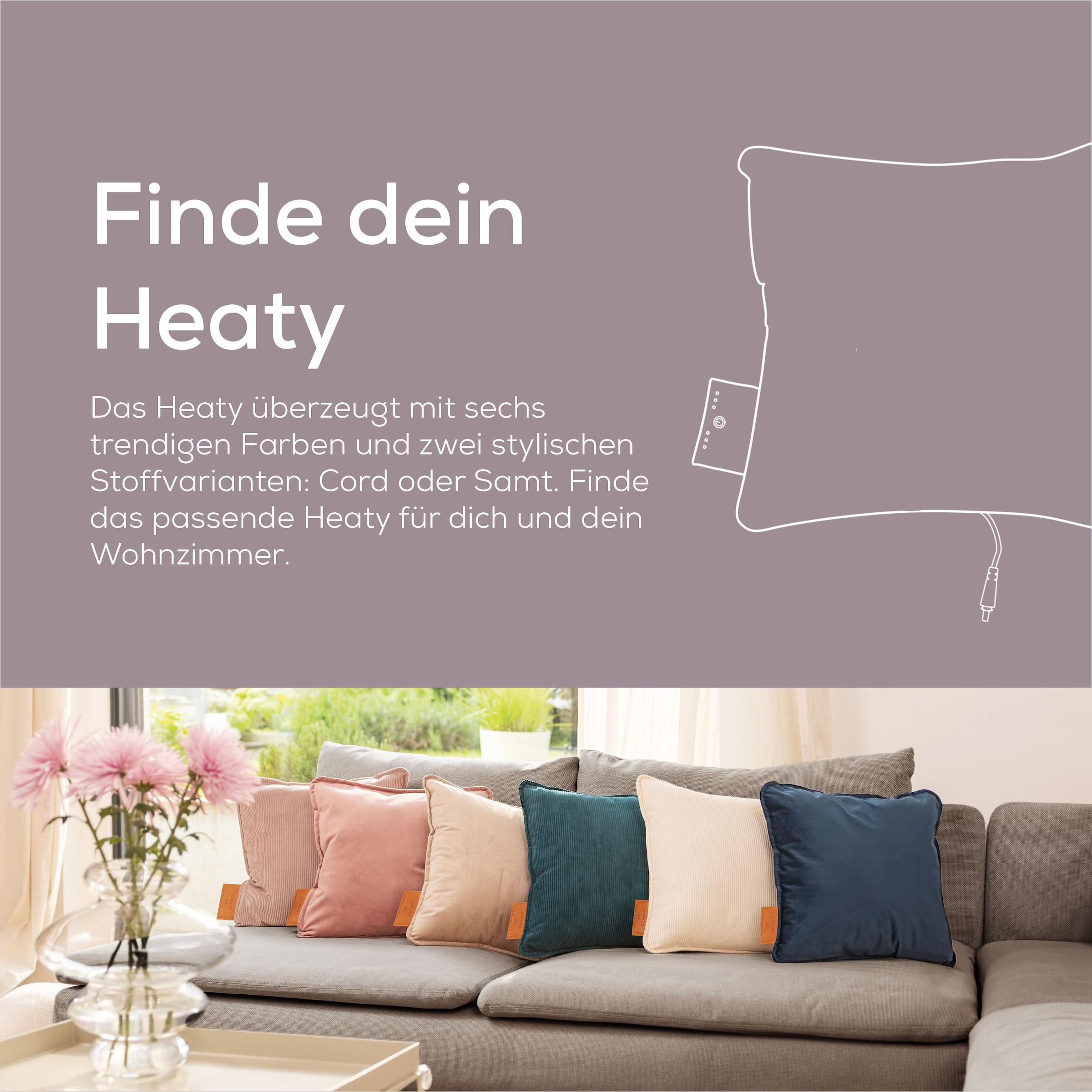 BEURER Heizkissen »HK 77 Heaty, kabellos« Stylisches Design mit modernem Cordstoff, 3 Temperaturstufen, 45x45 cm