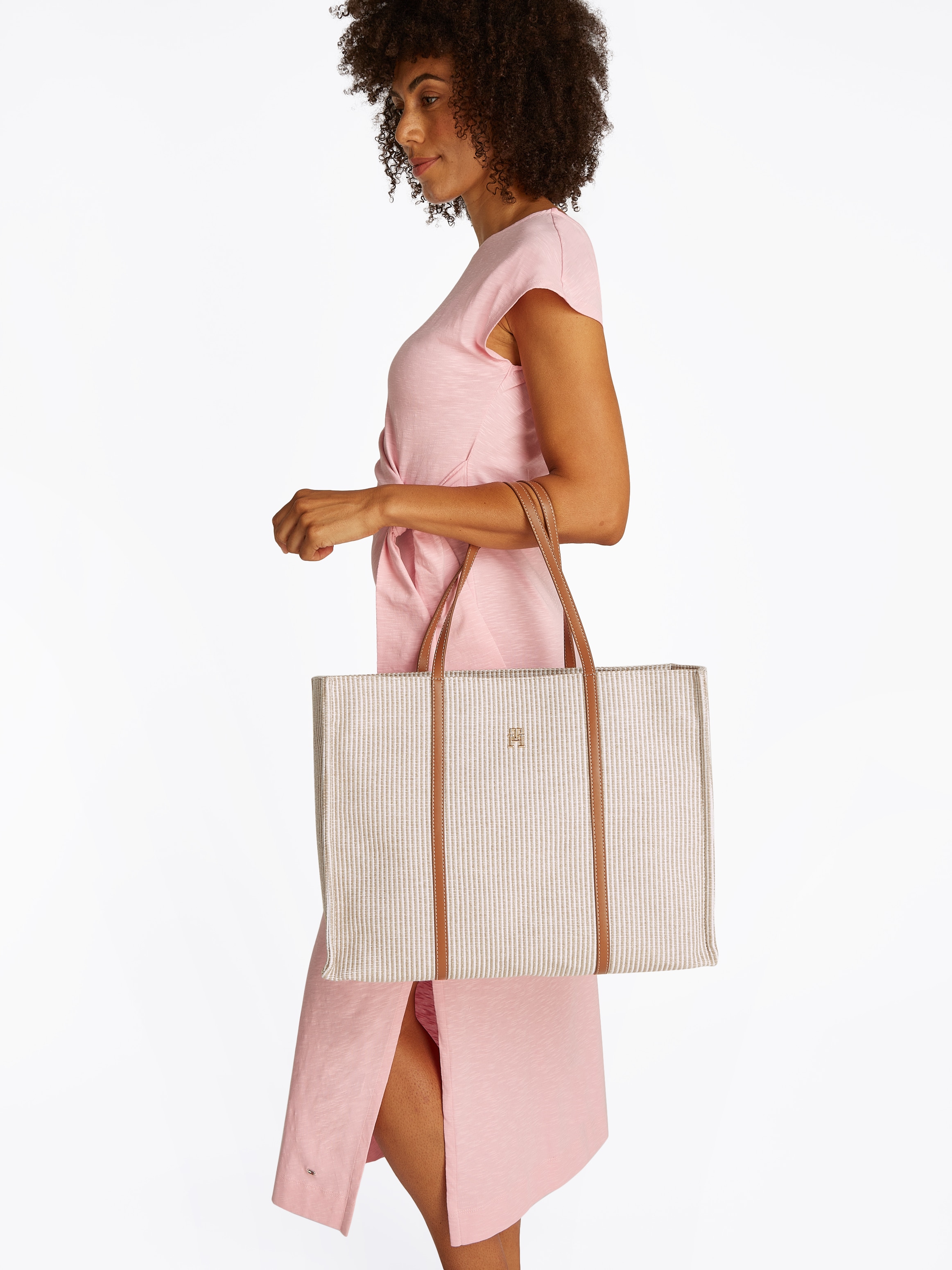 Tommy Hilfiger Tragetasche »TH PREMIUM BEACH LE TOTE«, Damen Henkeltasche, Shopper, Schultertasche mit Streifen
