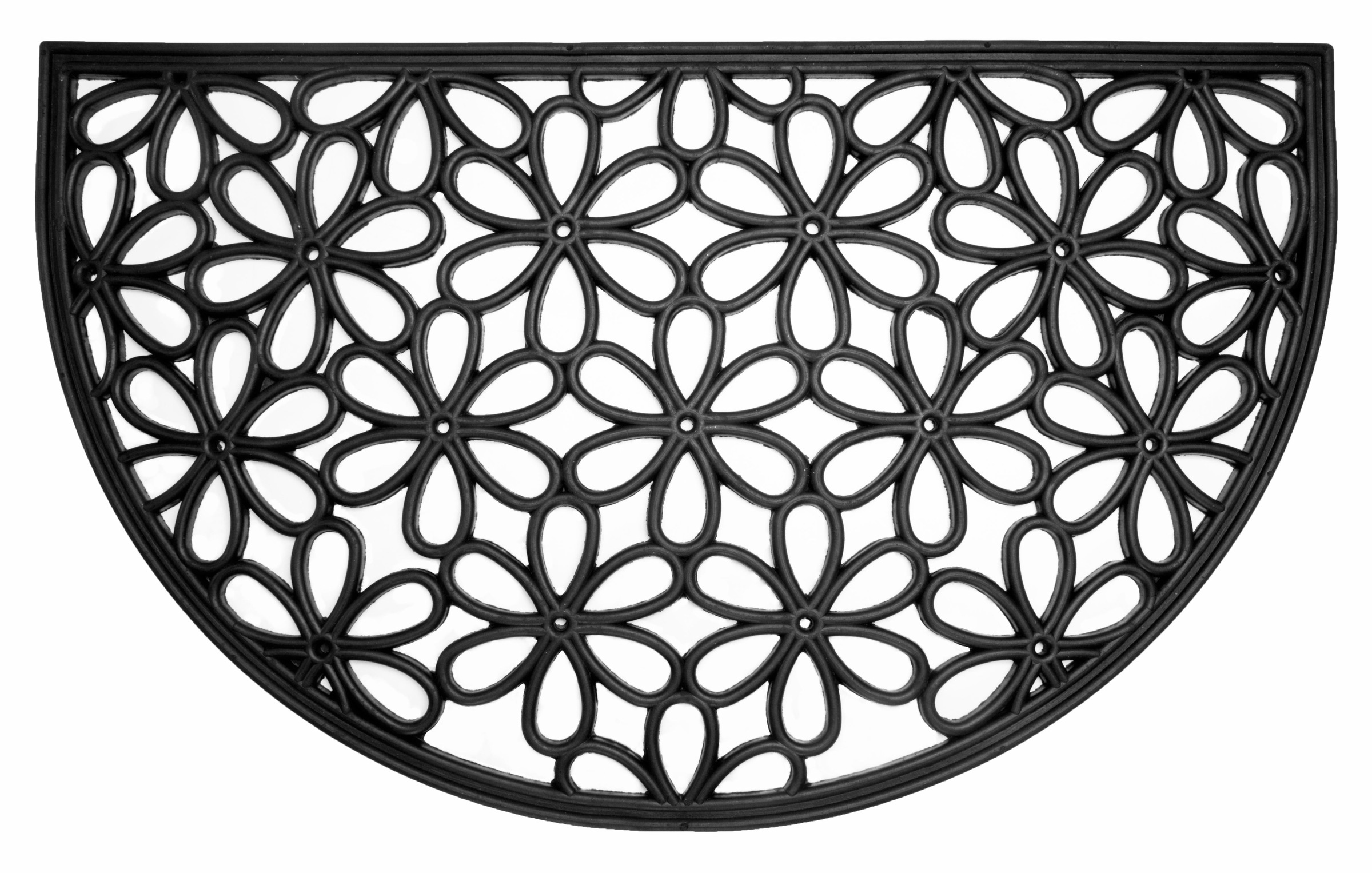 Andiamo, Fußmatte »Nabucco 1« halbrund 10 mm Höhe Gummi-Fußabtreter, Gusseisen Optik, In- und Outdoor geeignet, schwarz, Gummi, B : 60 cm 1 Stk. - 10 