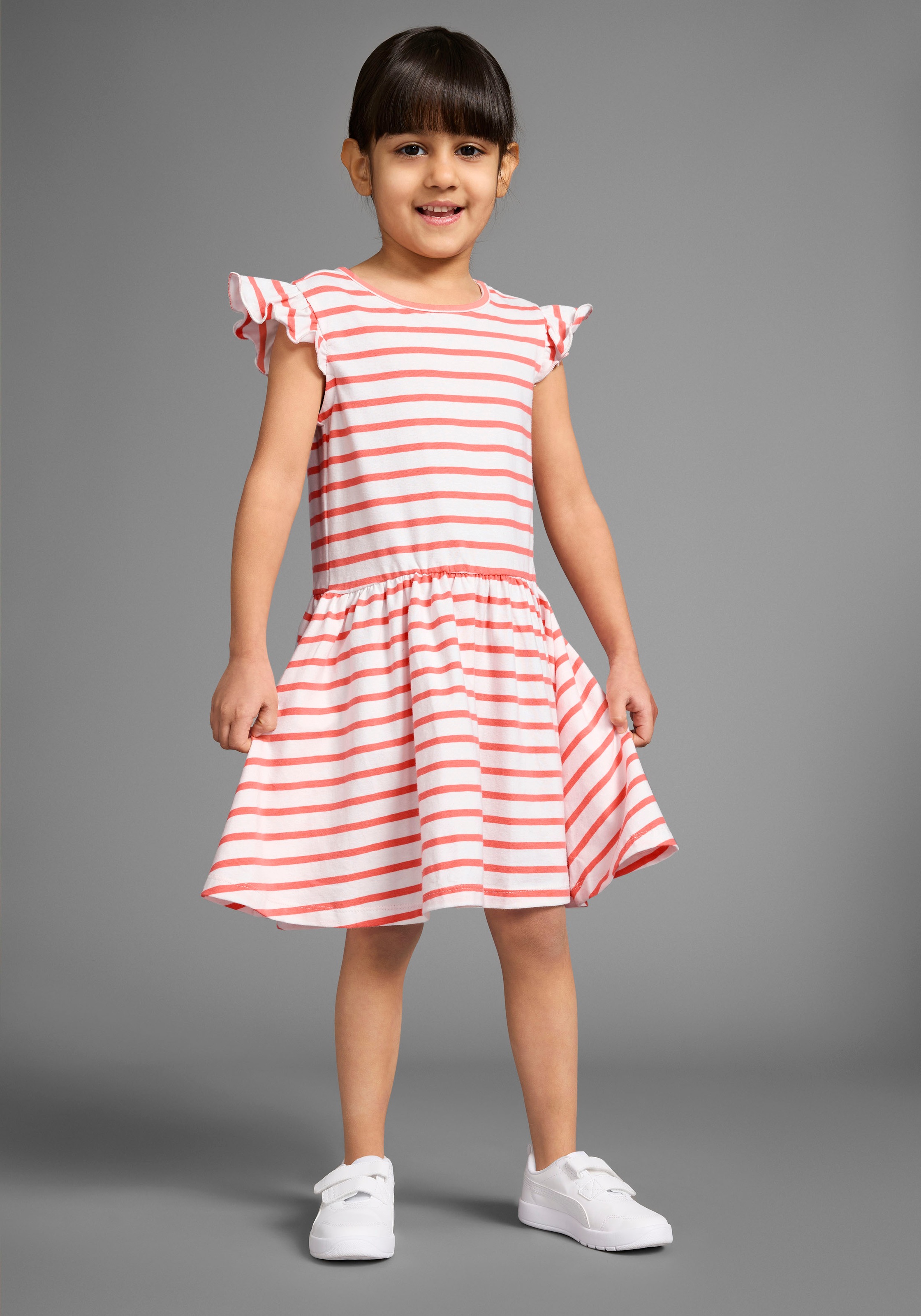 KIDSWORLD Jerseykleid »2er Pack Shirtkleider«, (Packung, 2 tlg.), 1x uni und 1 x geringelt