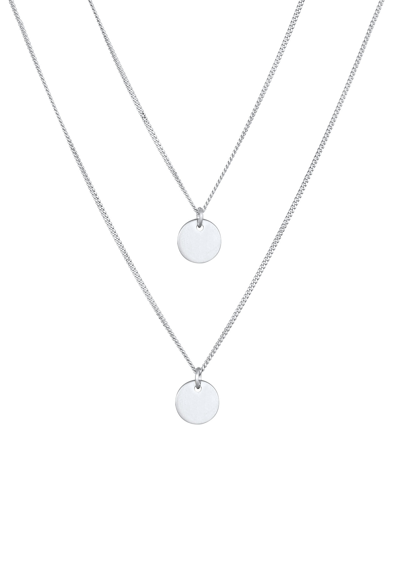 Elli Silberkette »Halskette Layer Kette mit Kreis Plättchen 925 Silber«