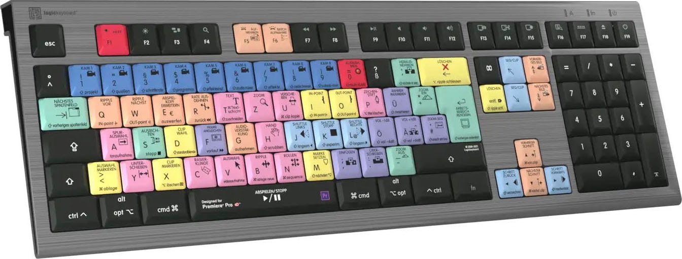 Logickeyboard Tastatur »Adobe Premiere Pro CC Astra 2 DE (Mac)« (USB-Anschluss | Ziffernblock)