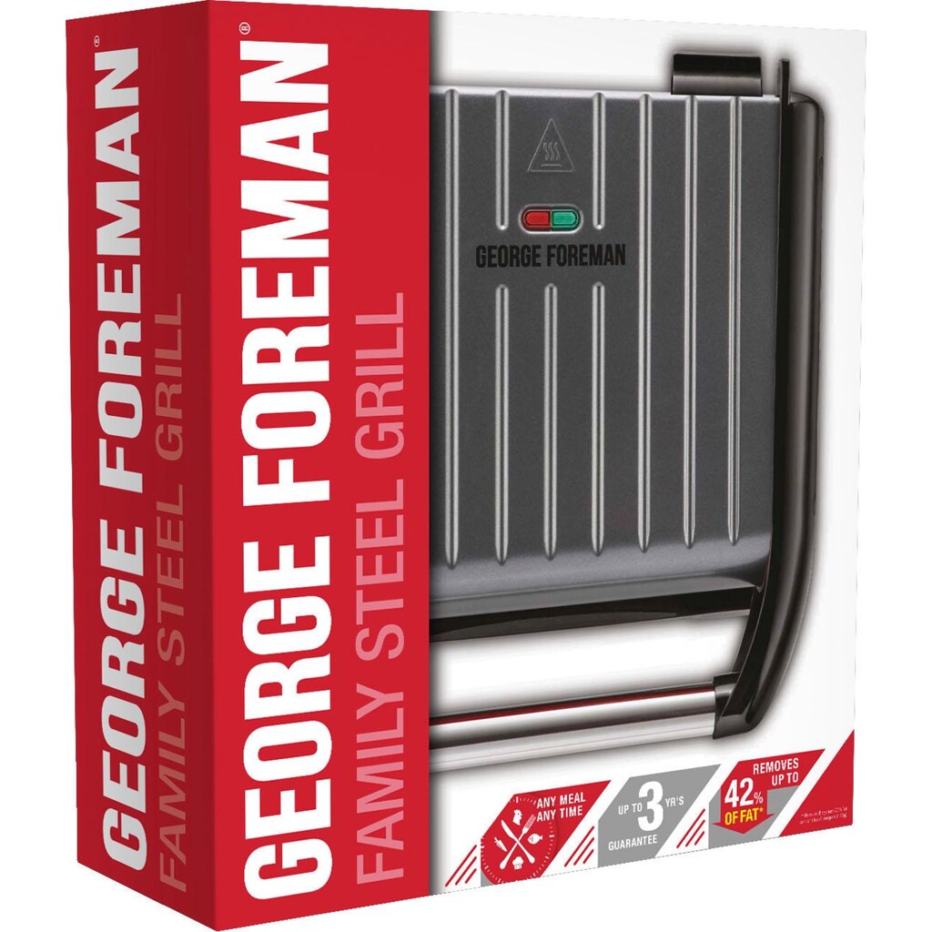 George Foreman Kontaktgrill »Steel Family Fitnessgrill 25041-56 Grau«, 1650 W