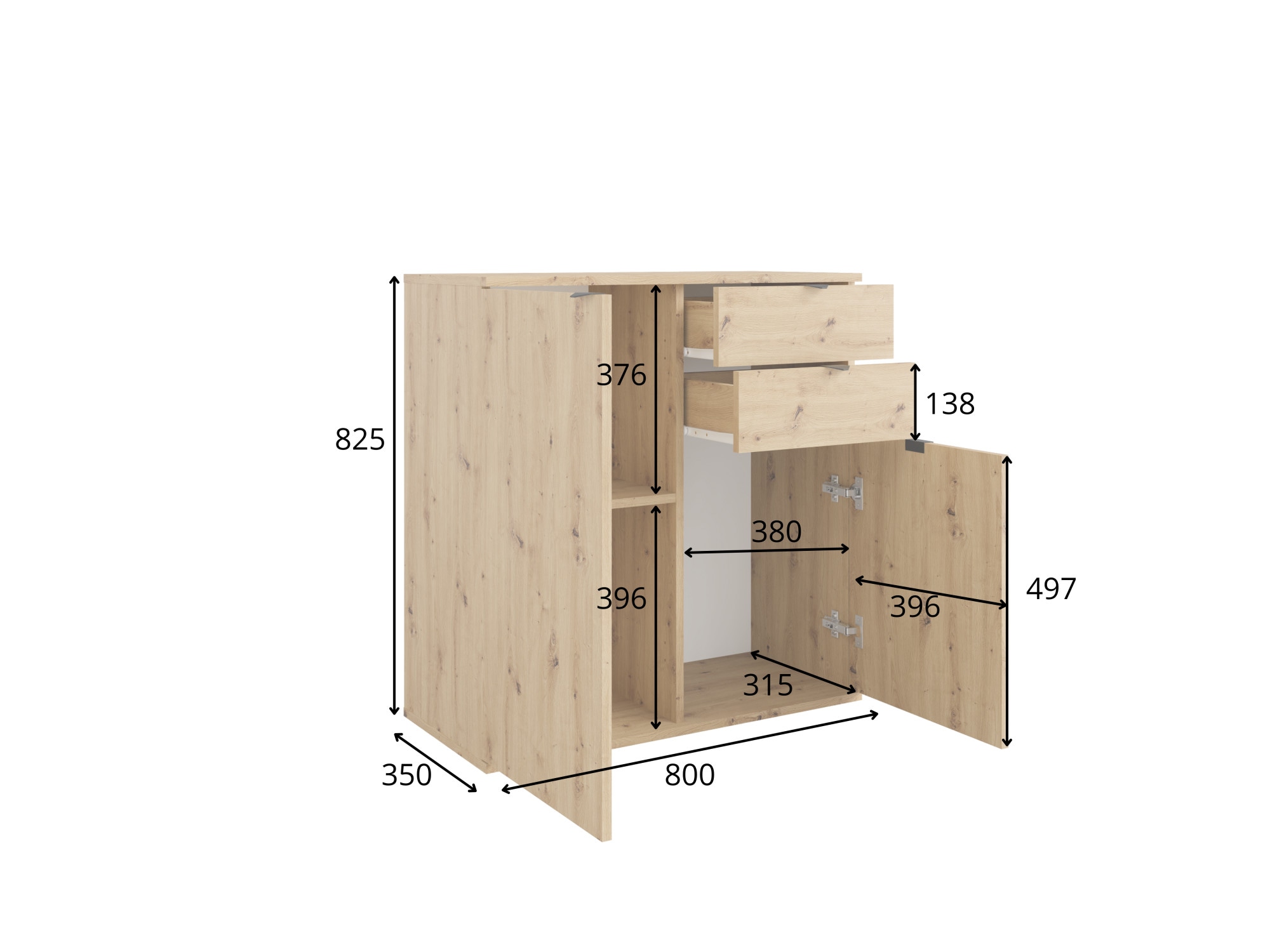 Home affaire Kommode »THALIANA Sideboard mit 2 Türen und 2 Schubladen, Breite 80 cm« Schrank in 3 Farben erhältlich, schwarze Metallgriffe, viel Stauraum