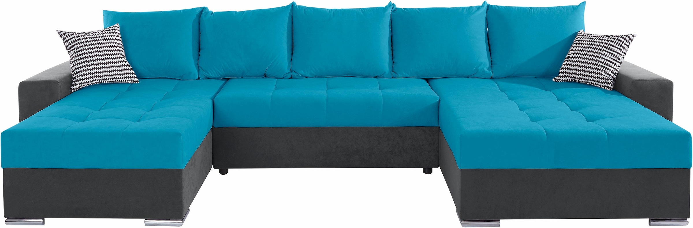 COLLECTION AB Wohnlandschaft »XXL-Josy U-Form, Breite 333 cm, mit 2 Recamieren 77 & 97 cm«, inkl. Bettfunktion, Bettkasten, mit 5 gleich großen Rückenkissen